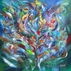 Symphony of colors. Modern colorful abstract painting 100x100 cm
