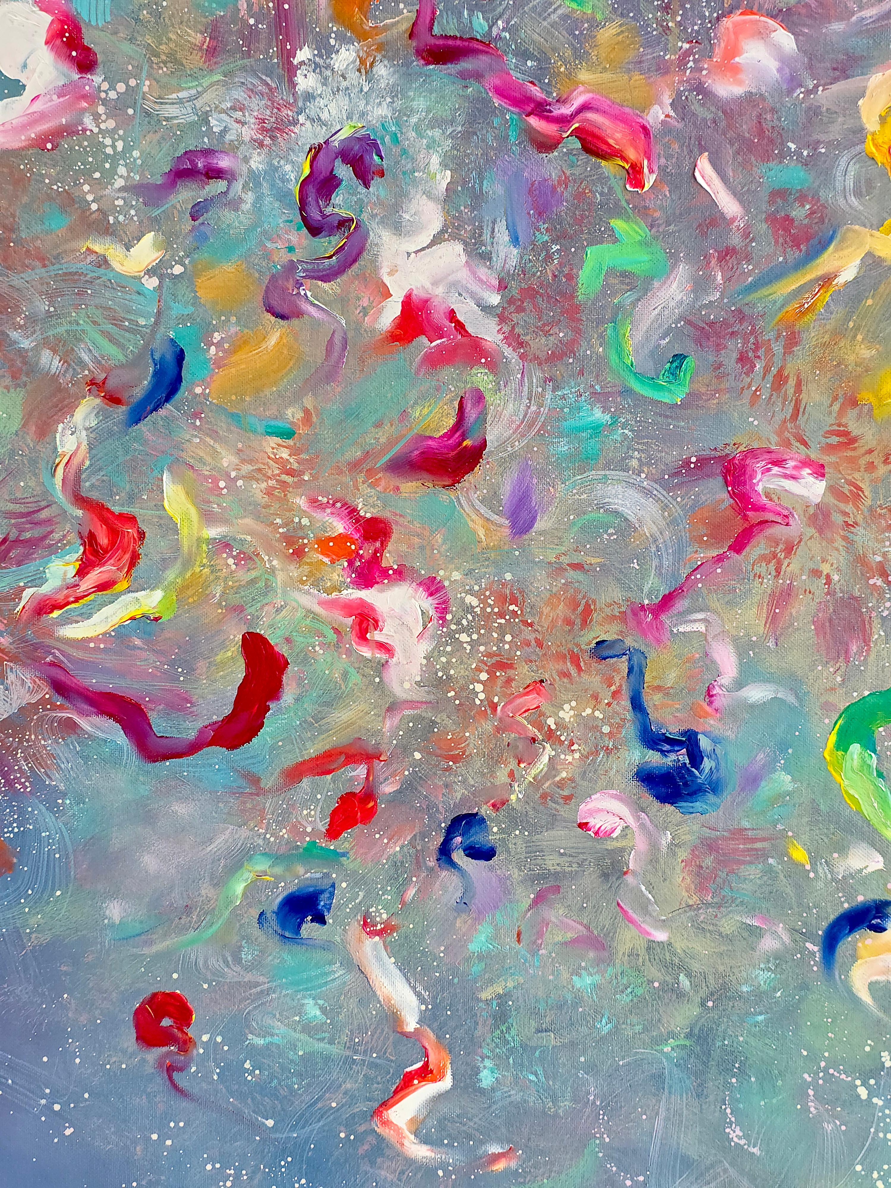 The Alchemy of Letting Go. Modern colorful abstract painting 100x100 cm - Painting by Anna Selina