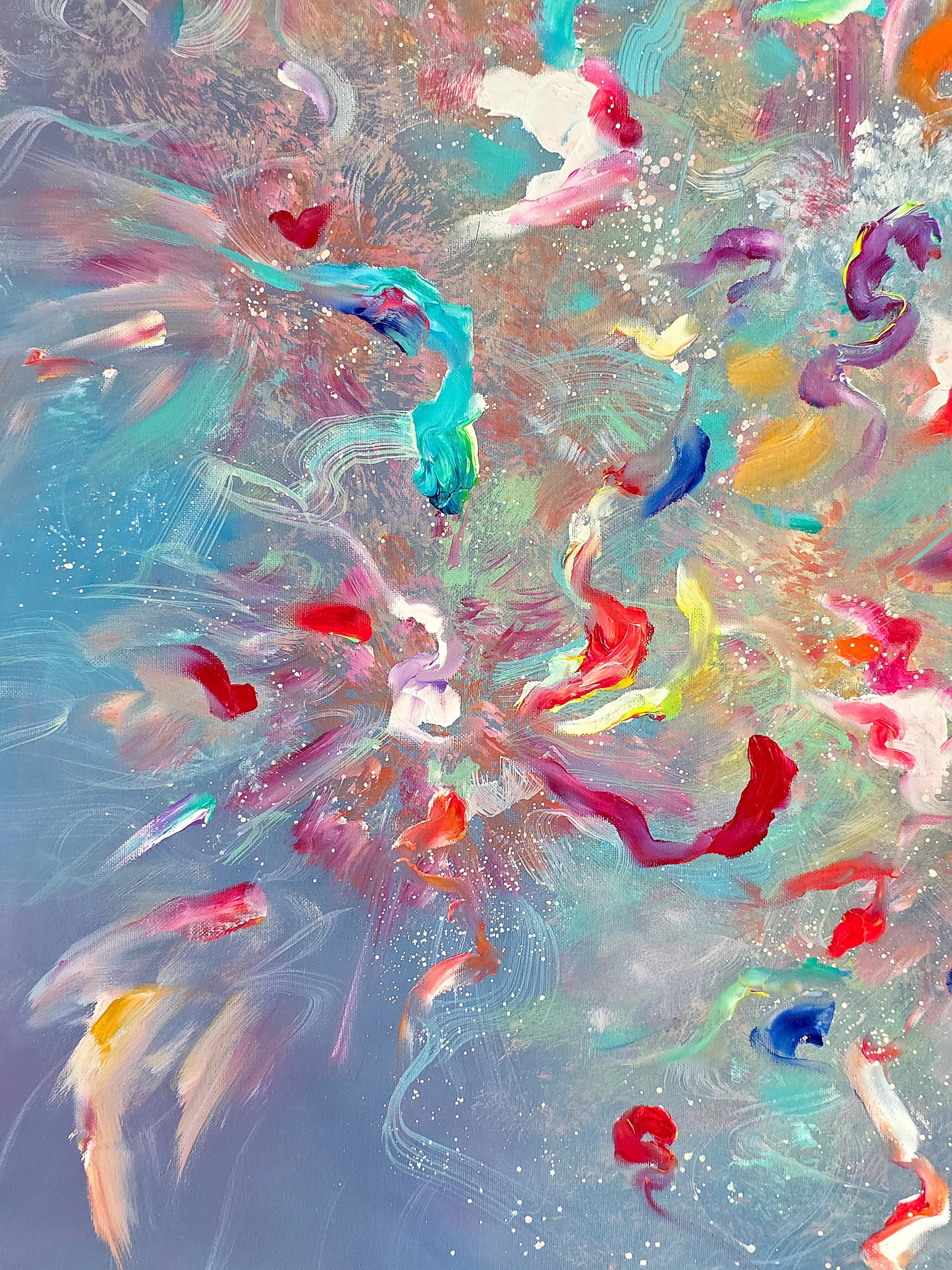 The Alchemy of Letting Go. Modern colorful abstract painting 100x100 cm - Abstract Painting by Anna Selina