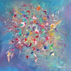 The Alchemy of Letting Go. Modern colorful abstract painting 100x100 cm