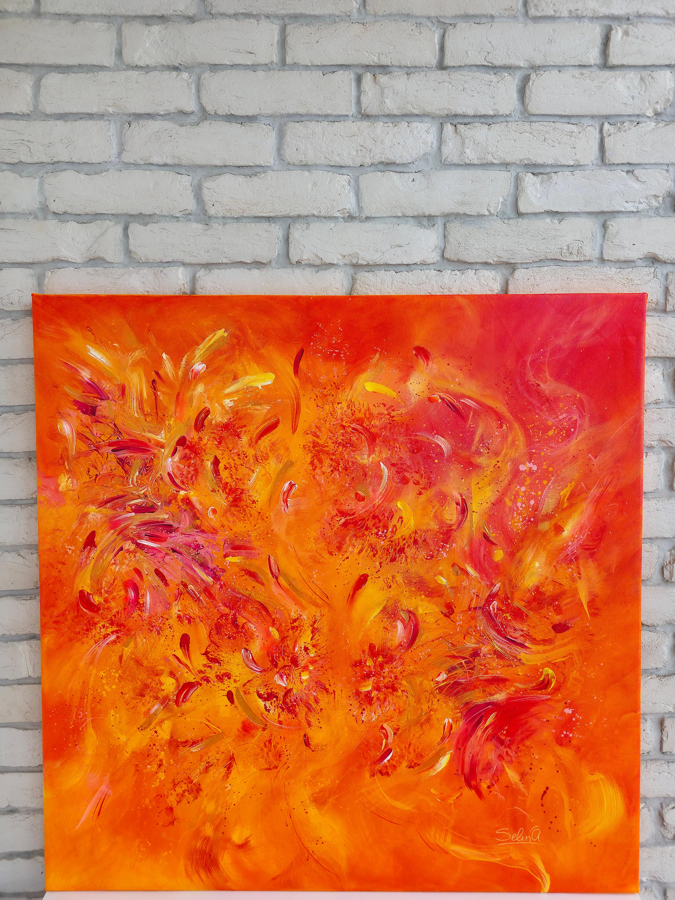 El Fénix. Cuadro abstracto moderno de colores 100x100 cm en venta 1