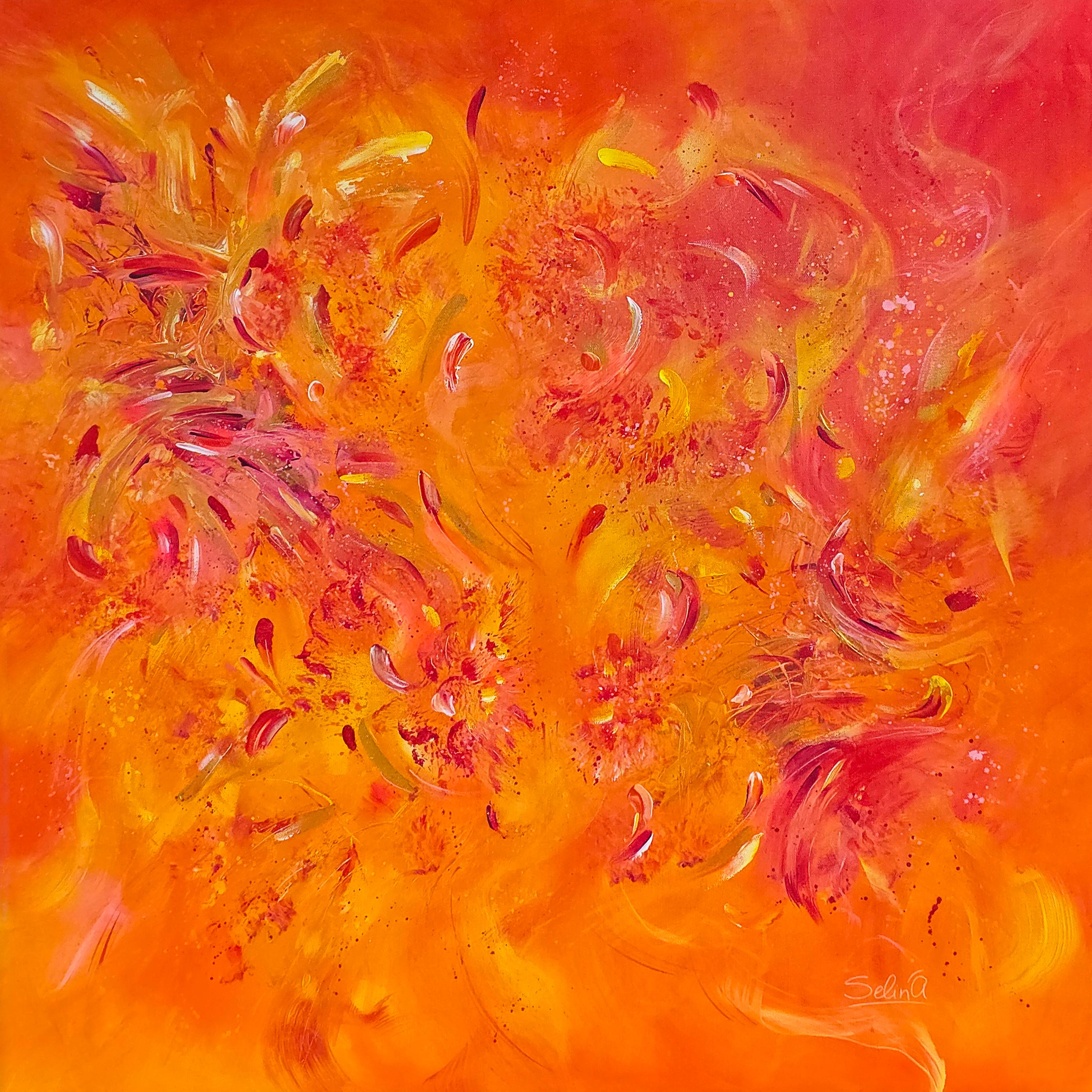 The Phoenix. Modern colorful abstract painting 100x100 cm