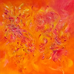 Der Phoenix. Moderne bunte abstrakte Malerei 100x100 cm