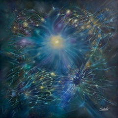 The Source of Resonance. Modern colorful abstract painting 100x100 cm