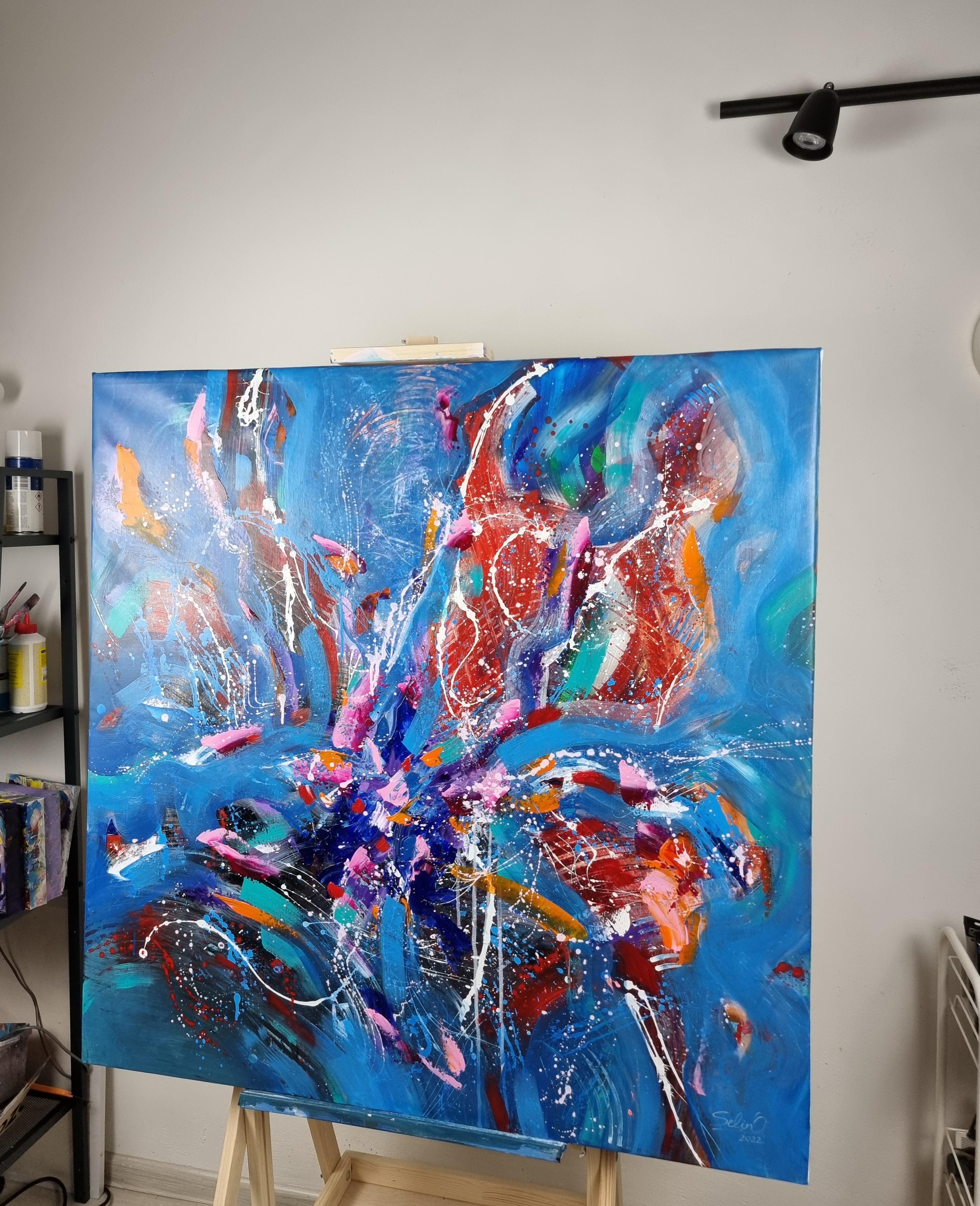Unity. Modern colorful abstract painting 100x100 cm For Sale 2