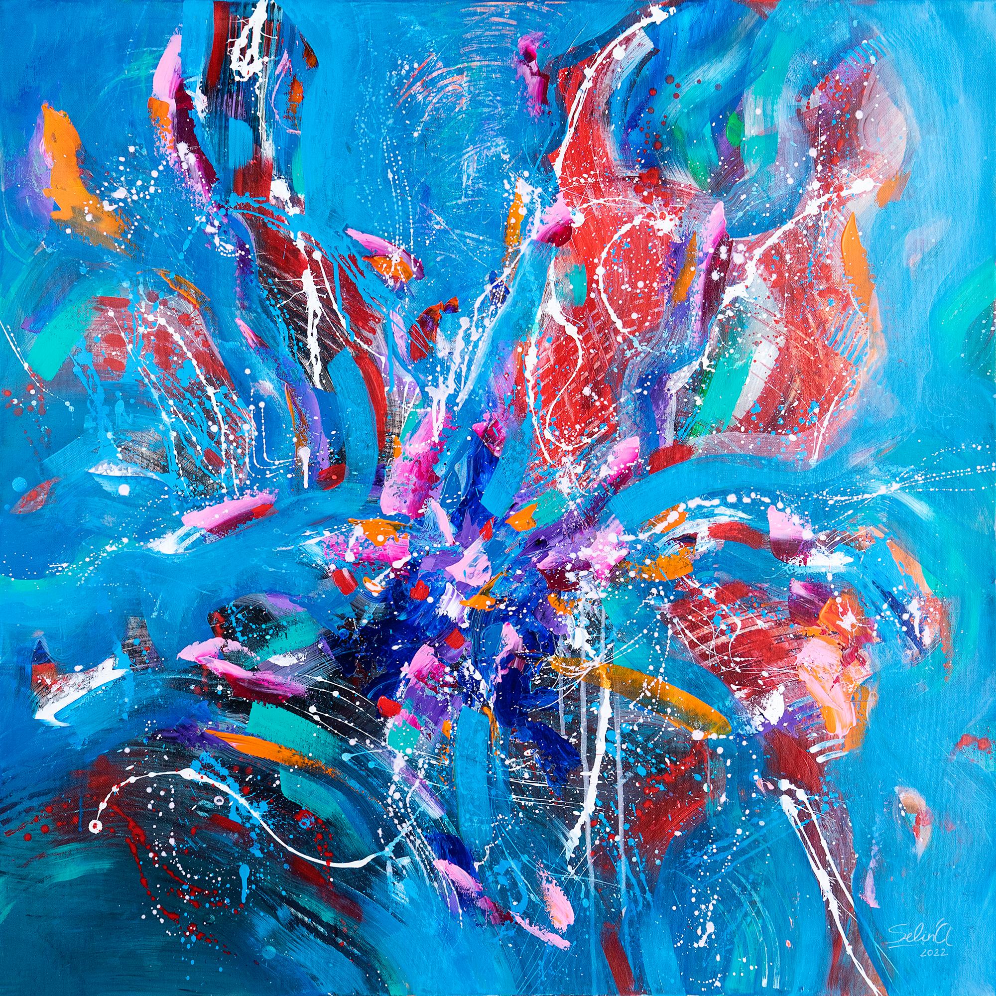 Anna Selina Abstract Painting - Unity. Modern colorful abstract painting 100x100 cm