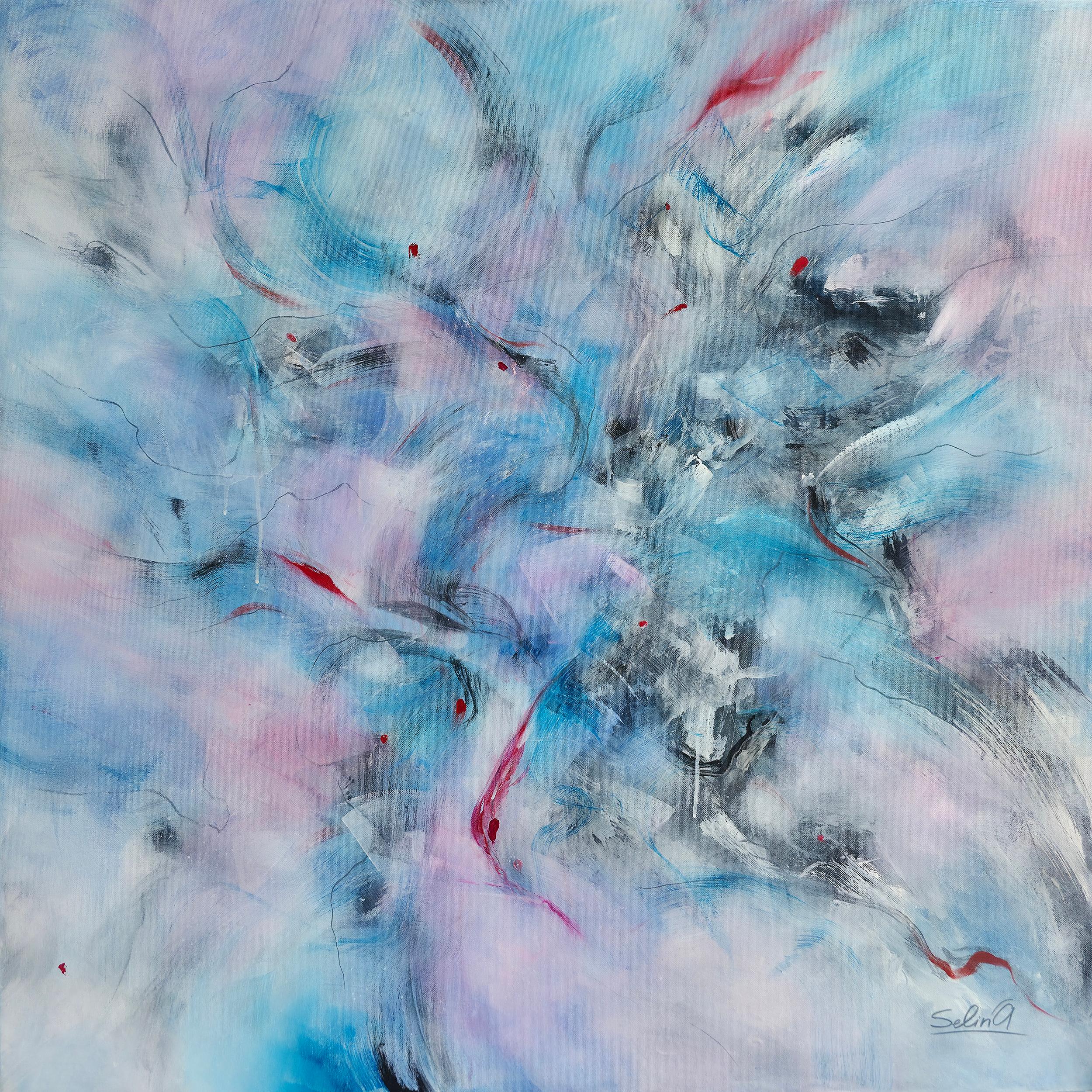 A Winter. Peinture abstraite moderne colorée 100x100 cm