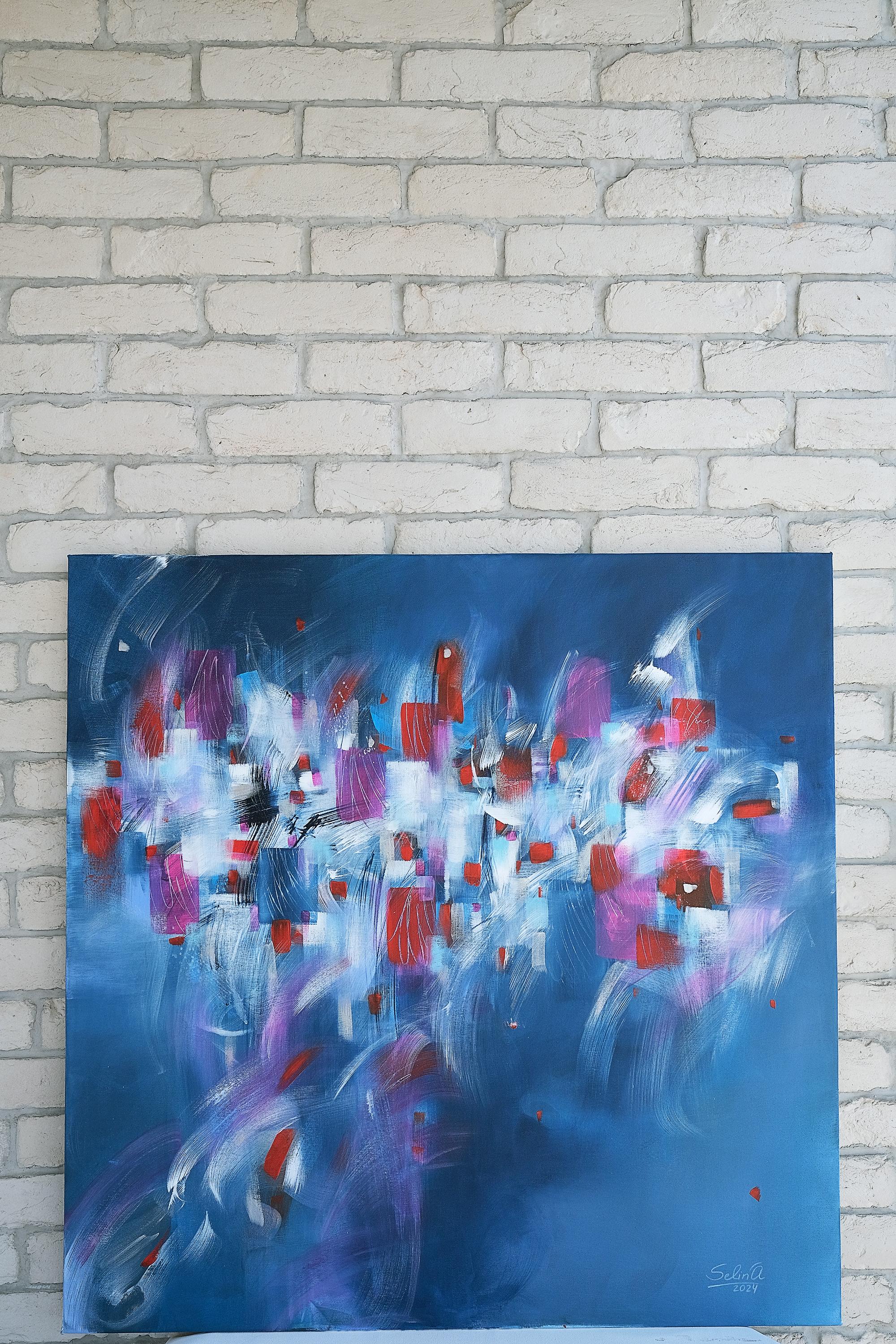 Sopra la città, Quadro astratto Modern Color 100x100cm di Anna Selina in vendita 3