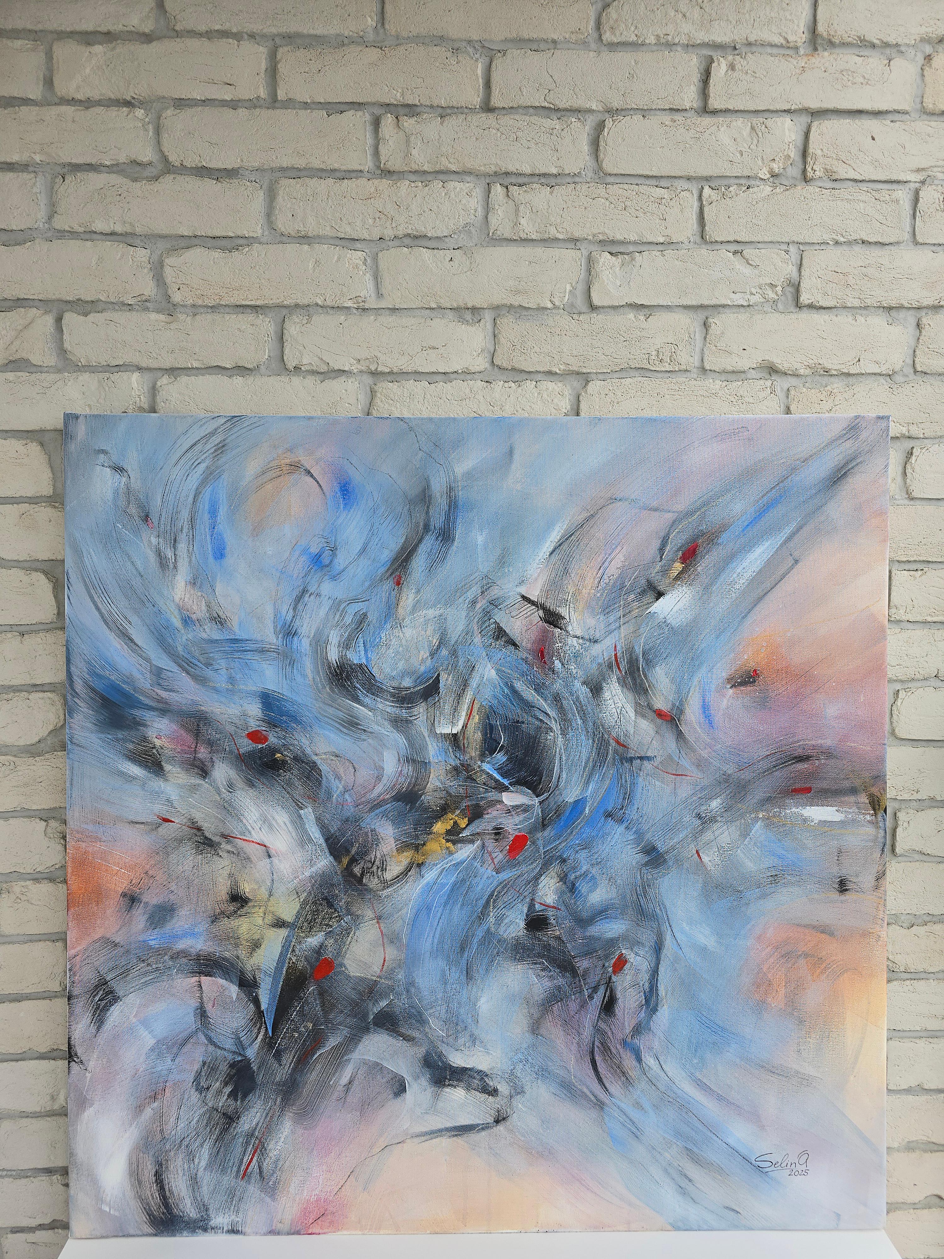 Archéologie de l'âme, peinture abstraite moderne 100x100cm par Anna Selina en vente 1