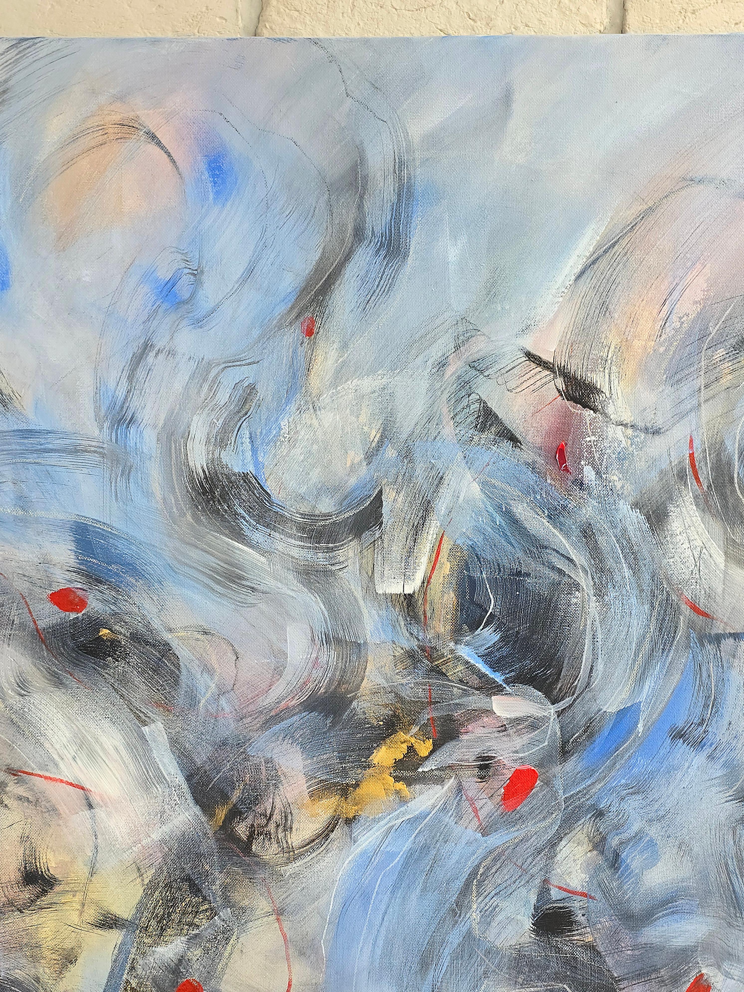 Archéologie de l'âme, peinture abstraite moderne 100x100cm par Anna Selina en vente 2