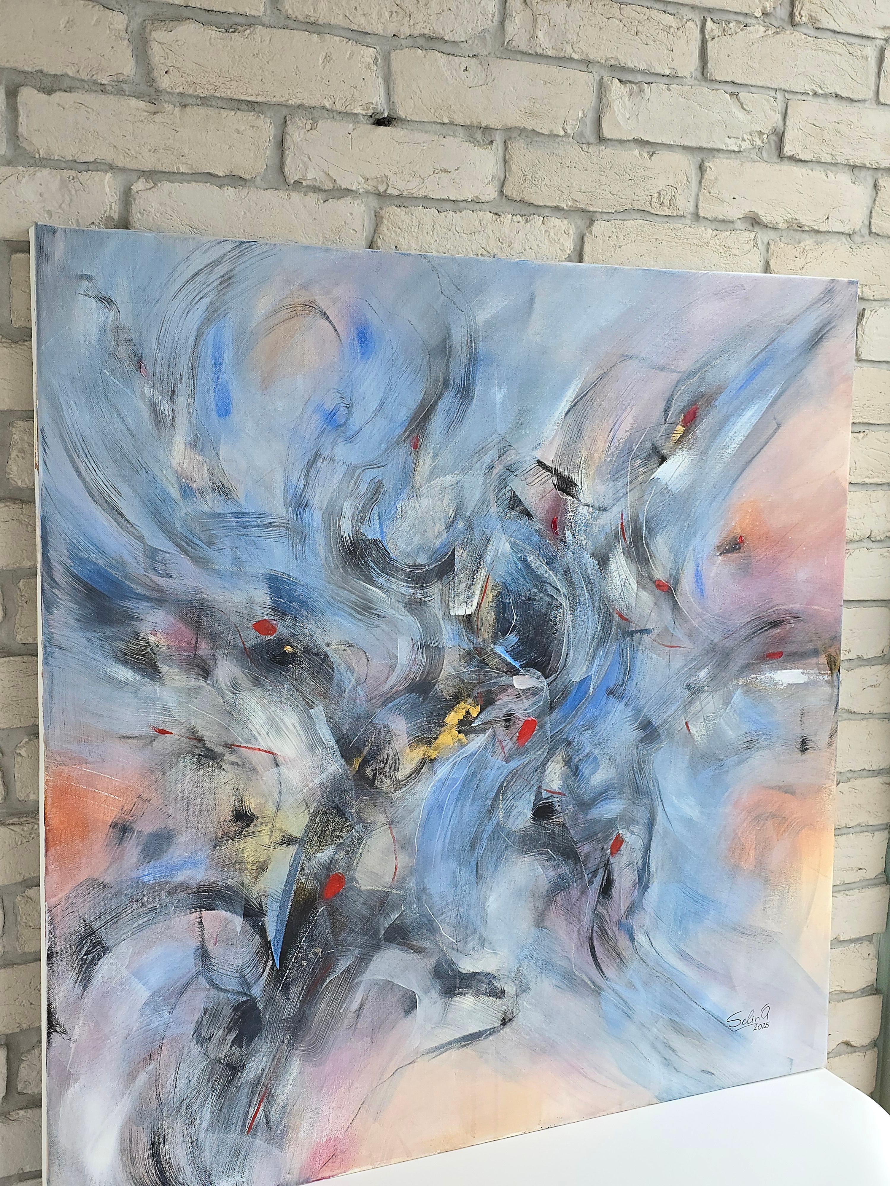 Archéologie de l'âme, peinture abstraite moderne 100x100cm par Anna Selina en vente 6