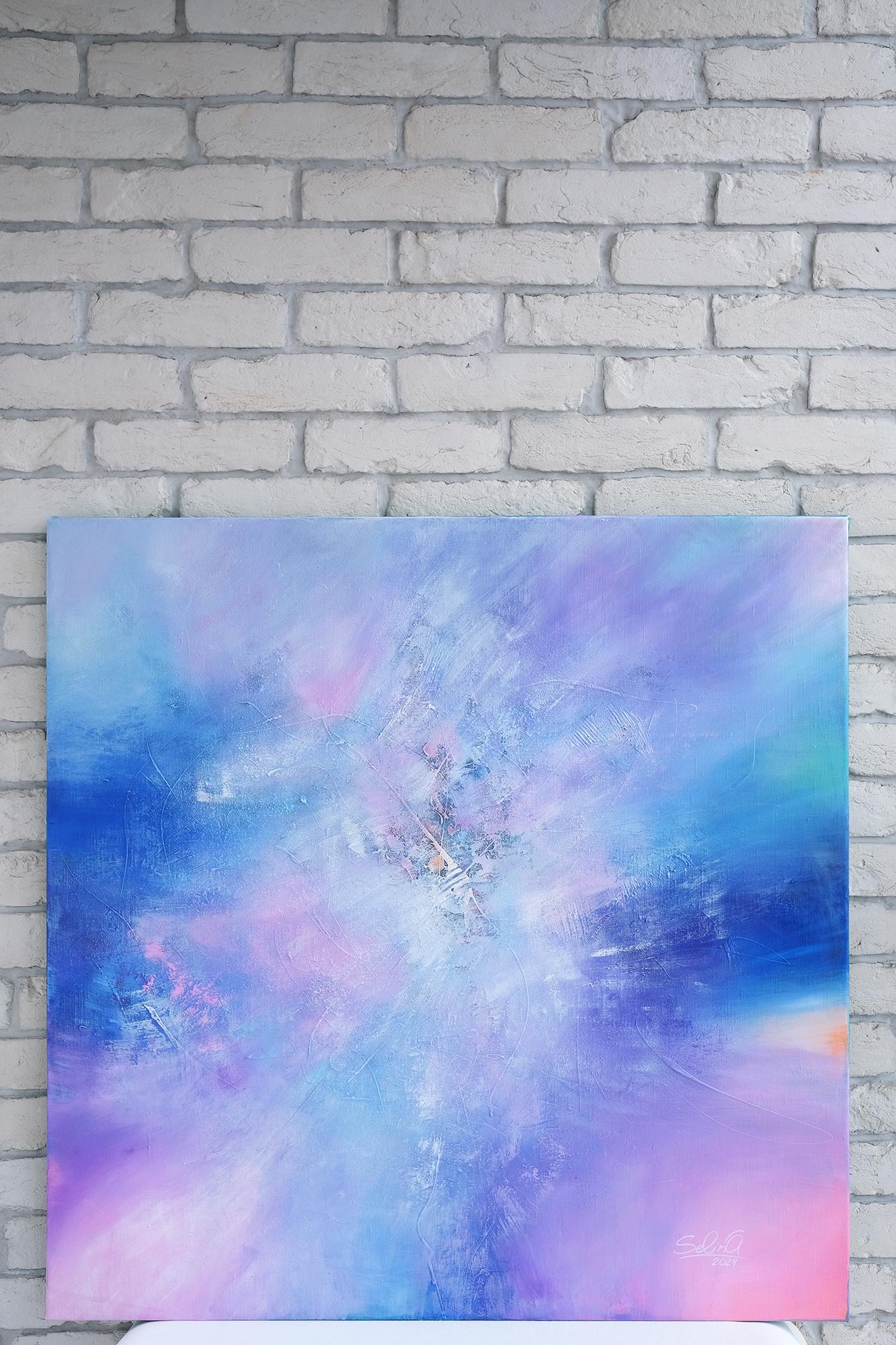 Awakening, Modern Colorful Abstract Painting 100x100cm by Anna Selina For Sale 5