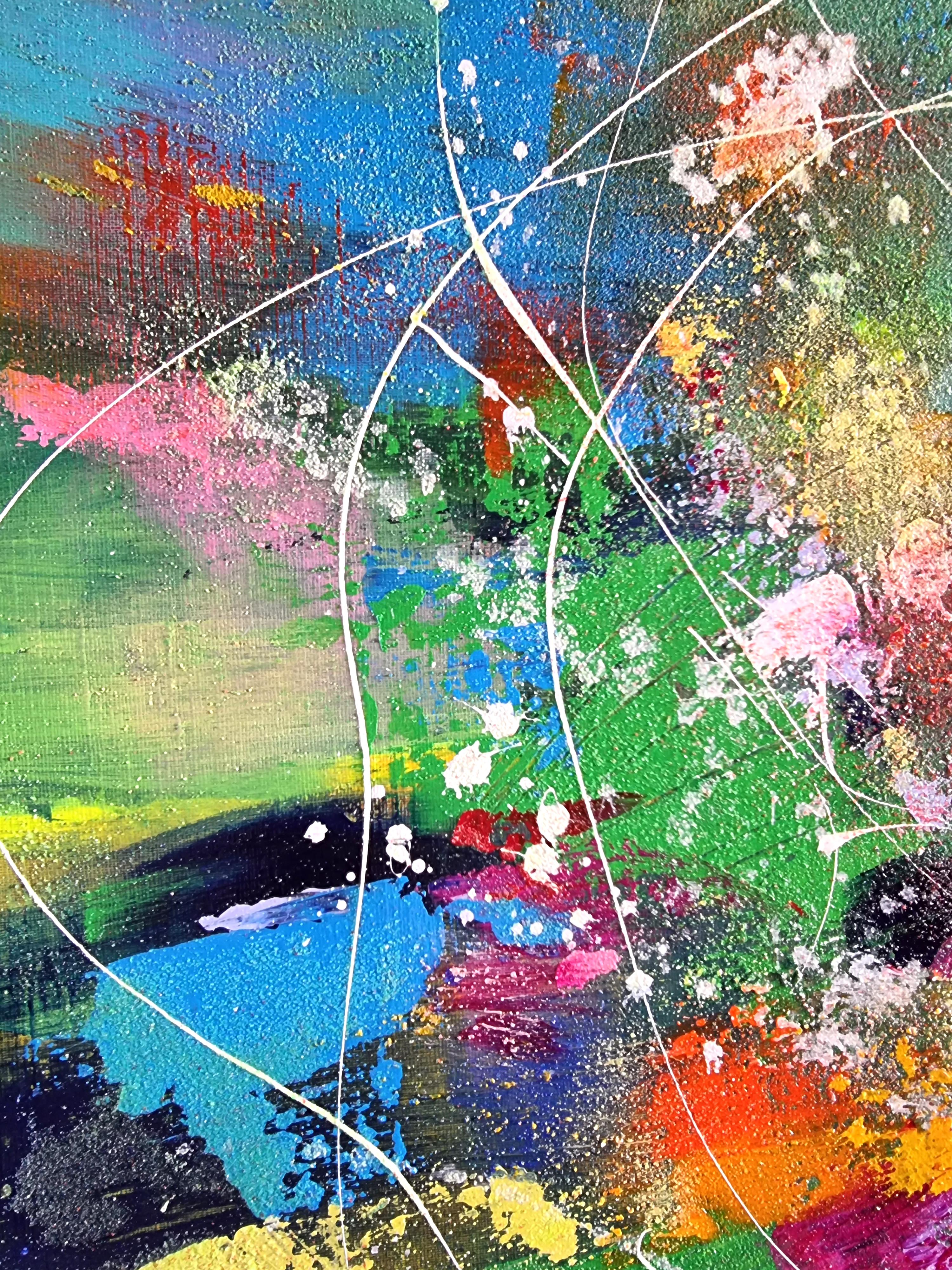 Butterfly effect, Modern Colorful Abstract Painting 100x100cm by Anna Selina 2