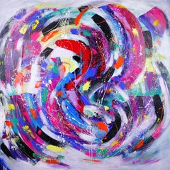 Color Infinite, Modern Colorful Abstract Painting 90x90cm by Anna Selina