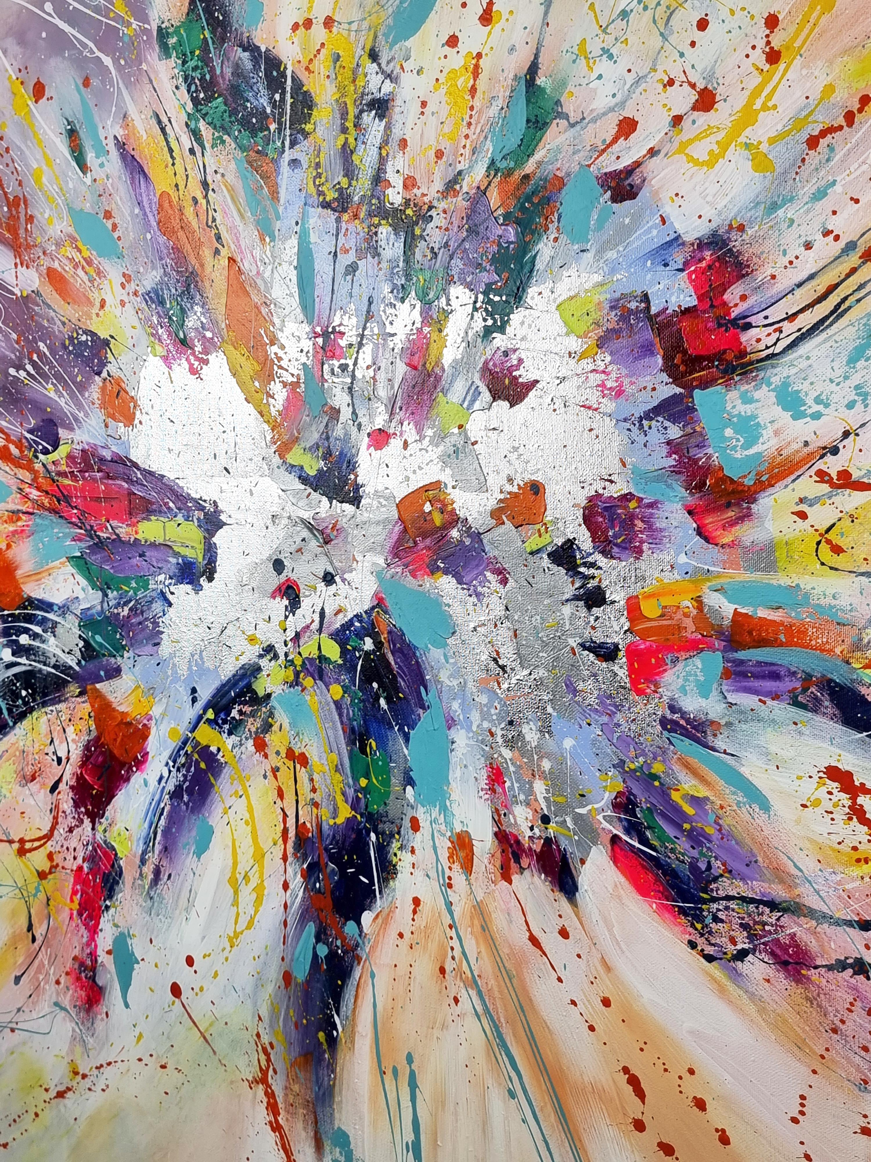 Easiness. Contemporary Colorful Abstract Painting 100x100cm by Anna Selina For Sale 2