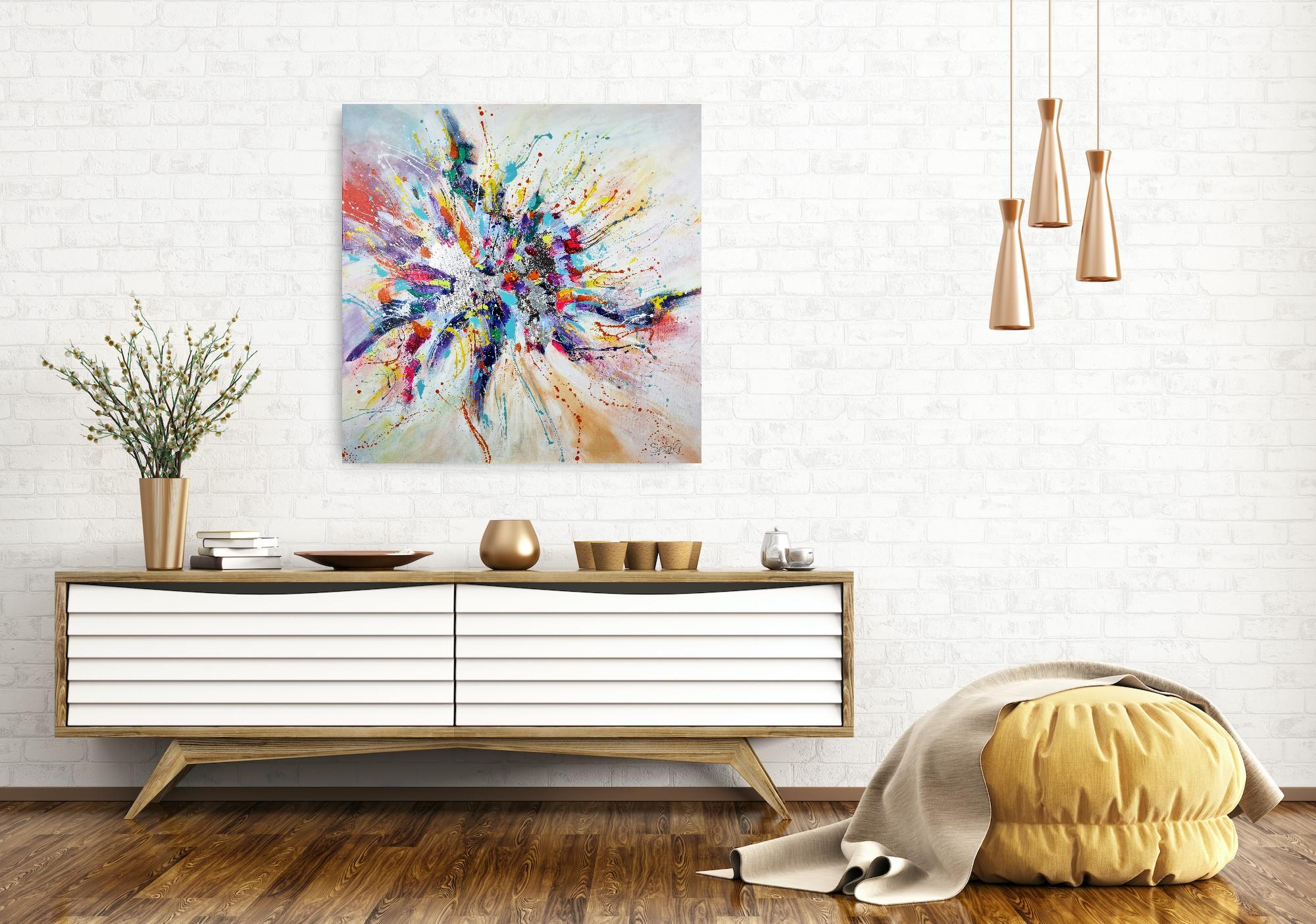 Easiness. Contemporary Colorful Abstract Painting 100x100cm by Anna Selina For Sale 5