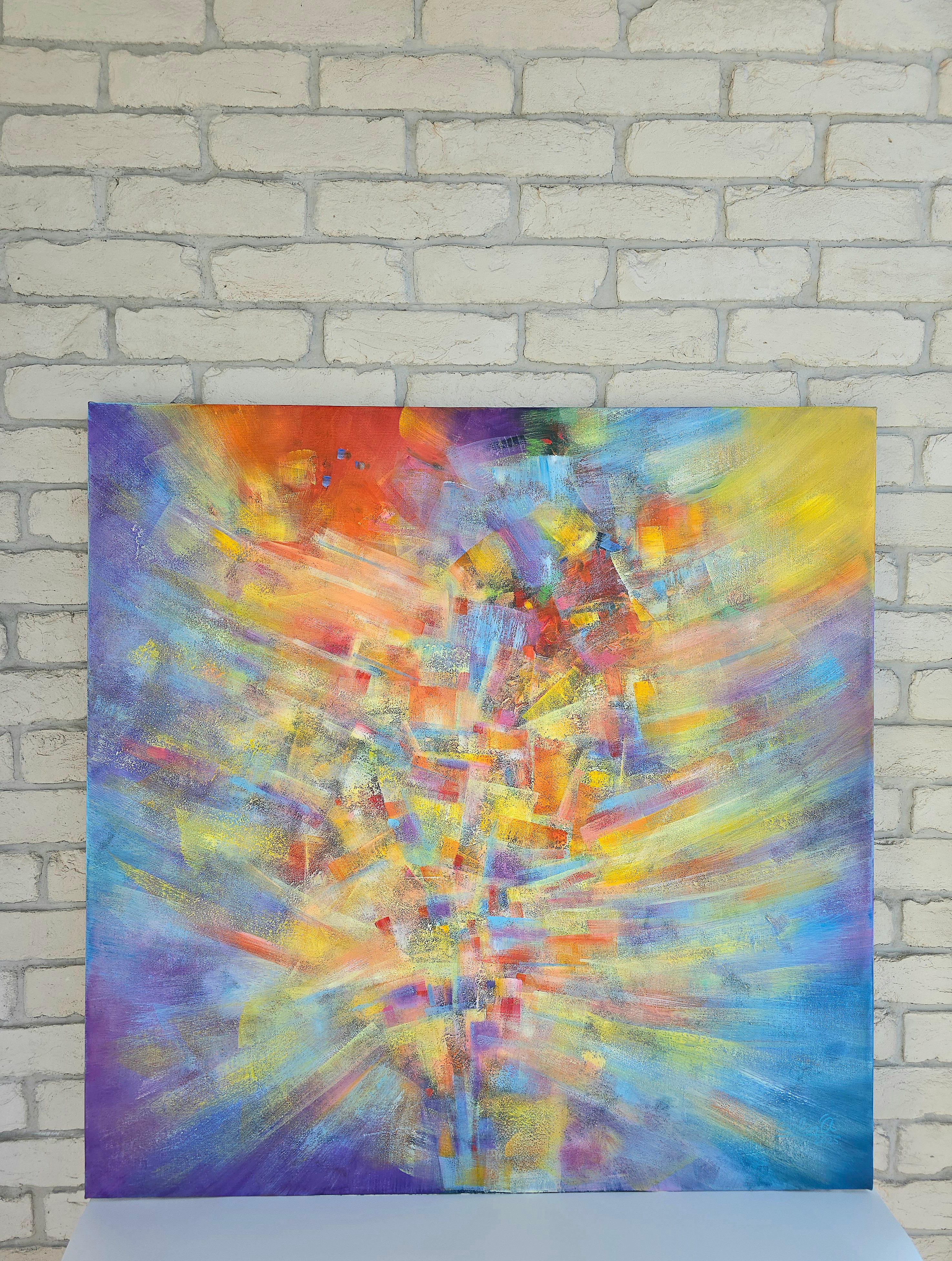 Efulgencia, Pintura Abstracta Colorista Moderna 100x100cm by Anna Selina en venta 1