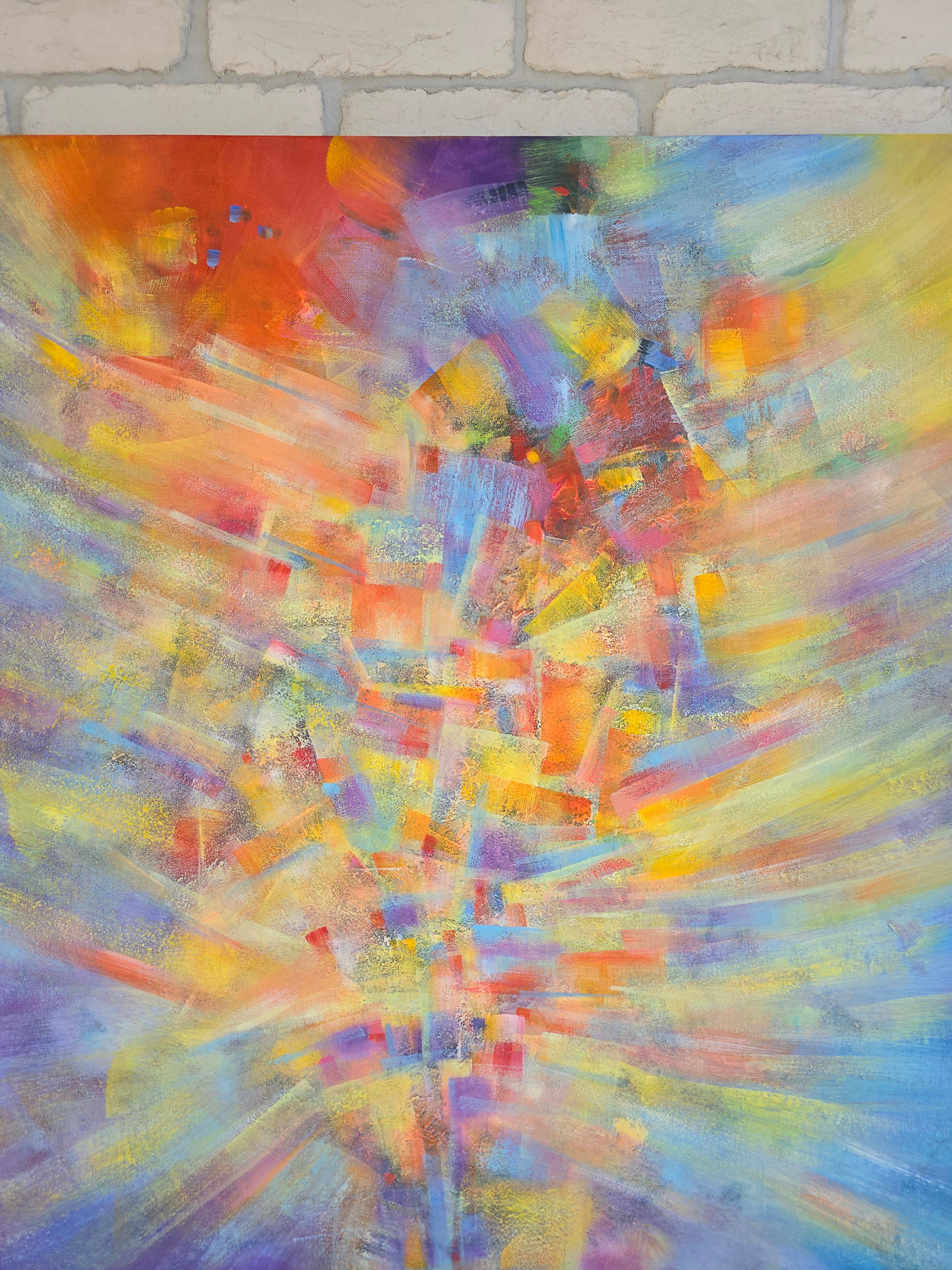 Efulgencia, Pintura Abstracta Colorista Moderna 100x100cm by Anna Selina en venta 2
