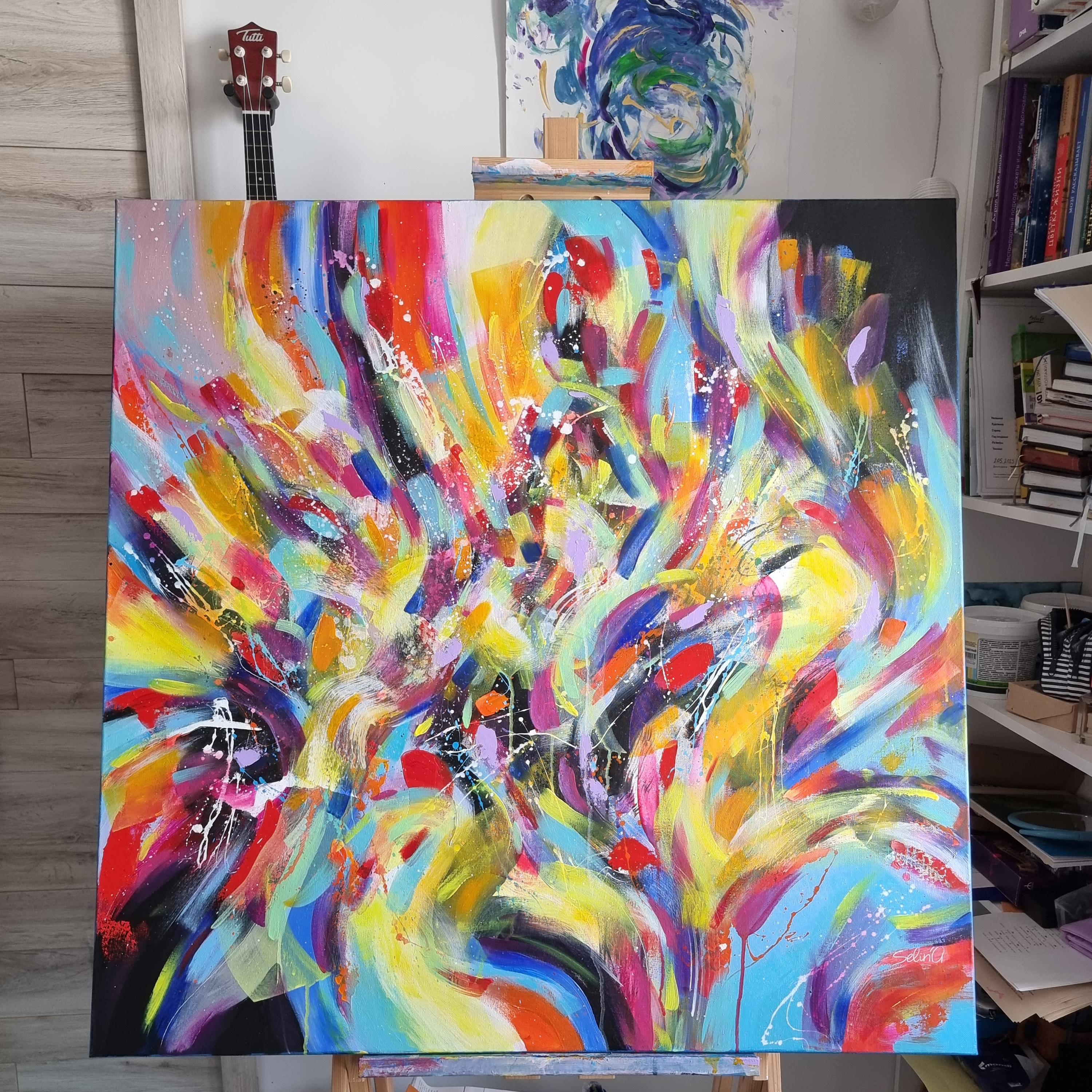 L'euforia è una pittura molto profonda ed emotiva. Ho lavorato con 
subconscio, palette di colori con le mie conoscenze sulla psicologia del colore. L'armonia dei colori e della composizione armonizzerà il tuo spazio.                                