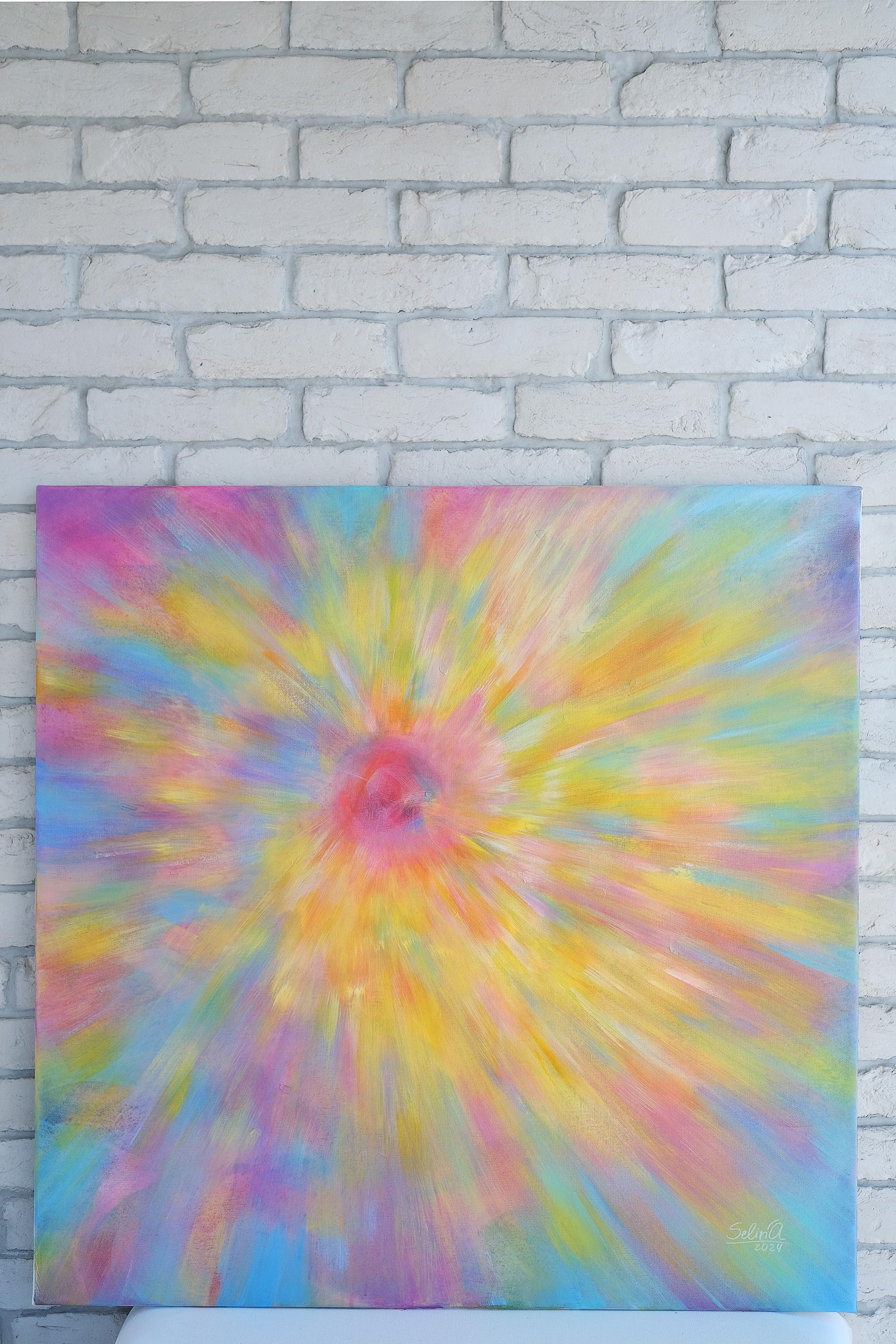 Estensione, Quadro astratto moderno e colorato 100x100cm di Anna Selina in vendita 1