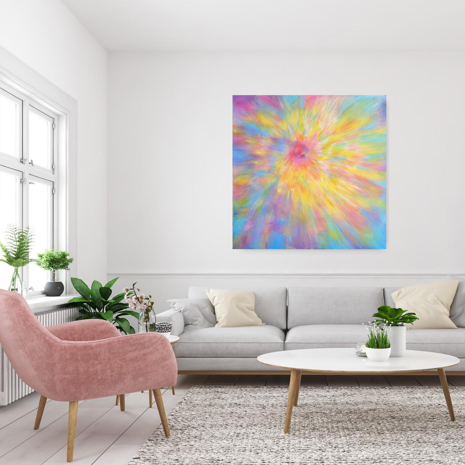 Estensione, Quadro astratto moderno e colorato 100x100cm di Anna Selina in vendita 5