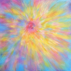 Estensione, Quadro astratto moderno e colorato 100x100cm di Anna Selina