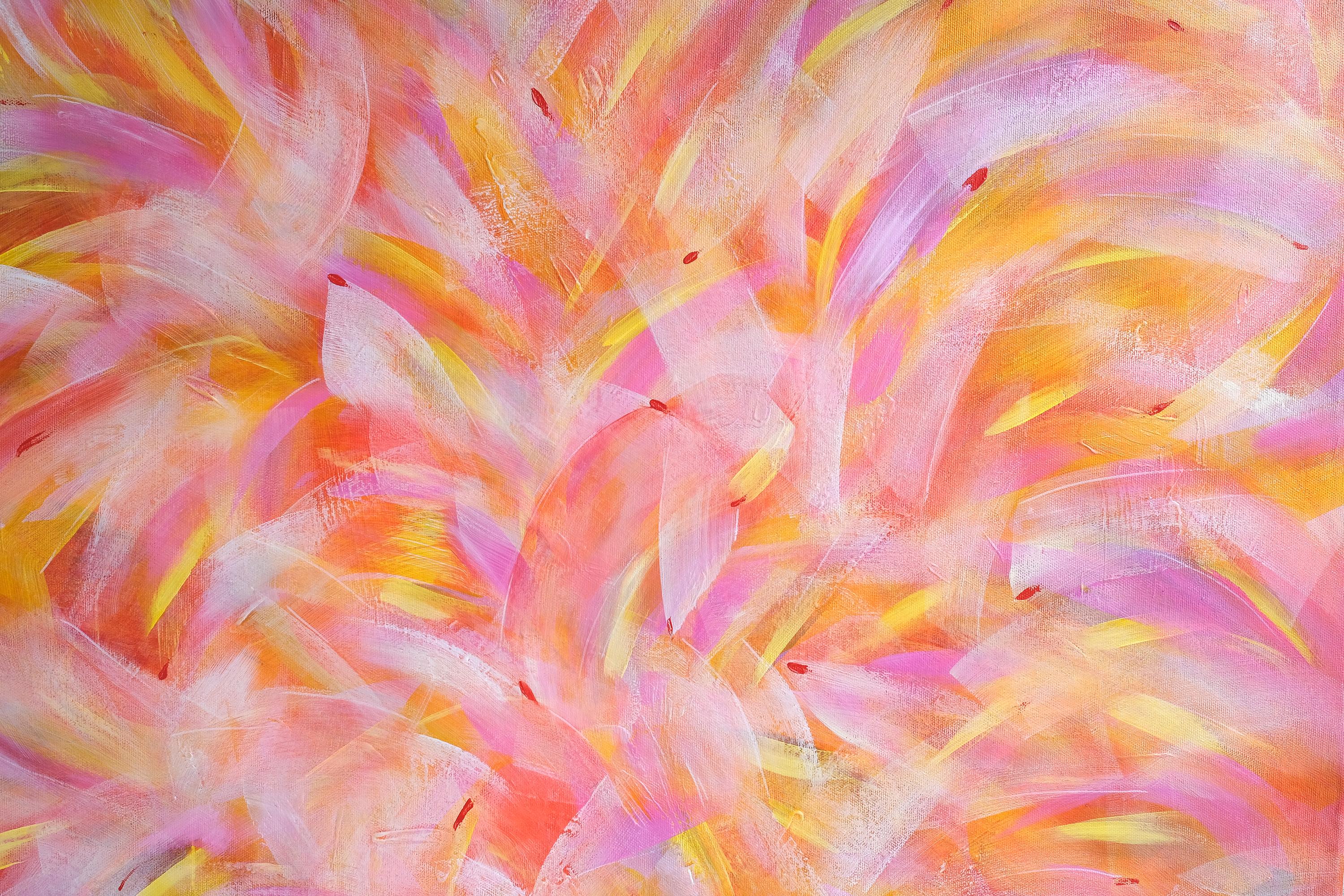 Fire of Life, Modern Colorful Abstract Painting 100x100cm by Anna Selina For Sale 1