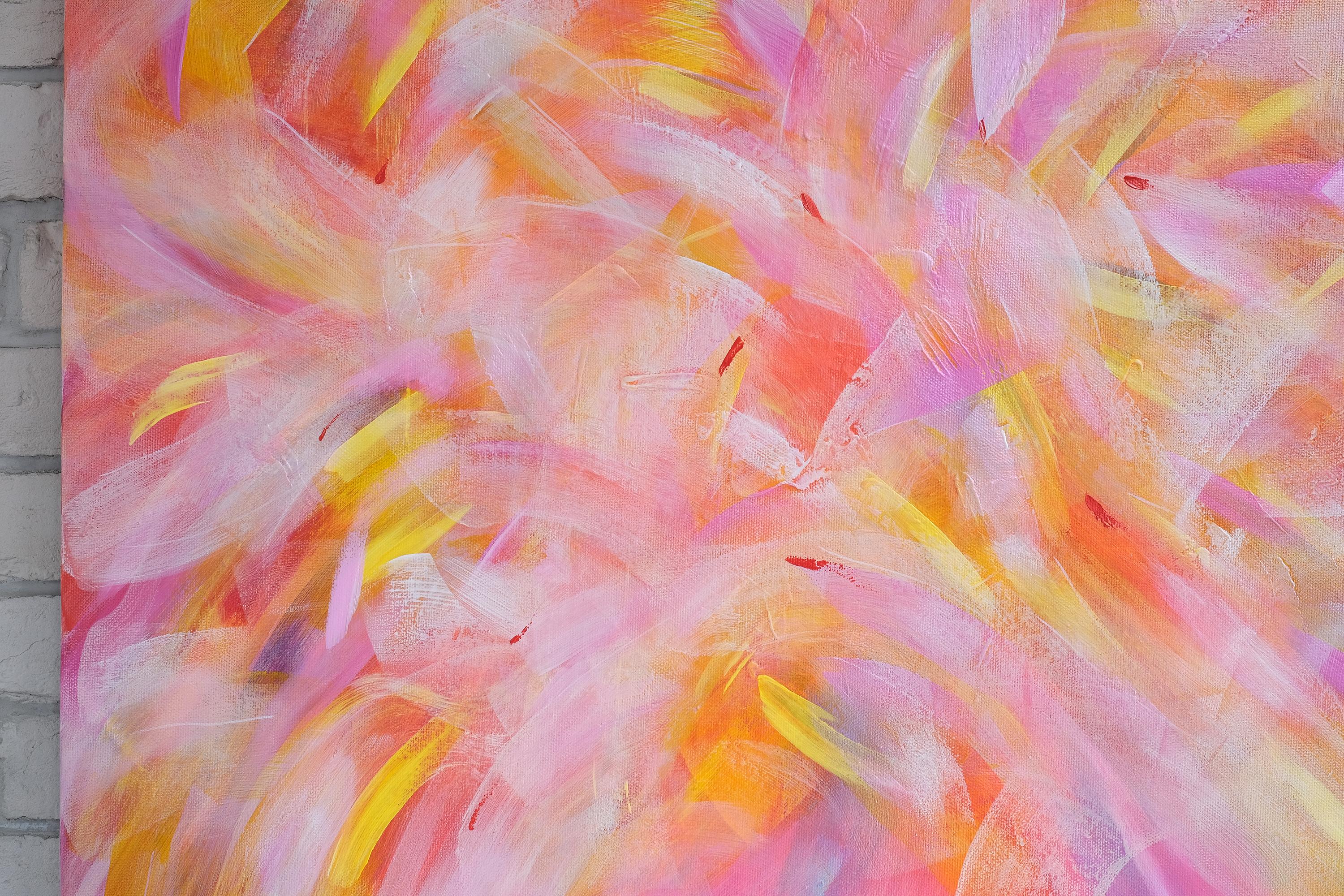 Fire of Life, Modern Colorful Abstract Painting 100x100cm by Anna Selina For Sale 3