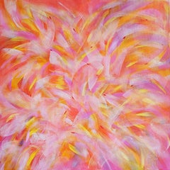 Fire of Life, peinture abstraite colorée moderne 100x100cm d'Anna Selina