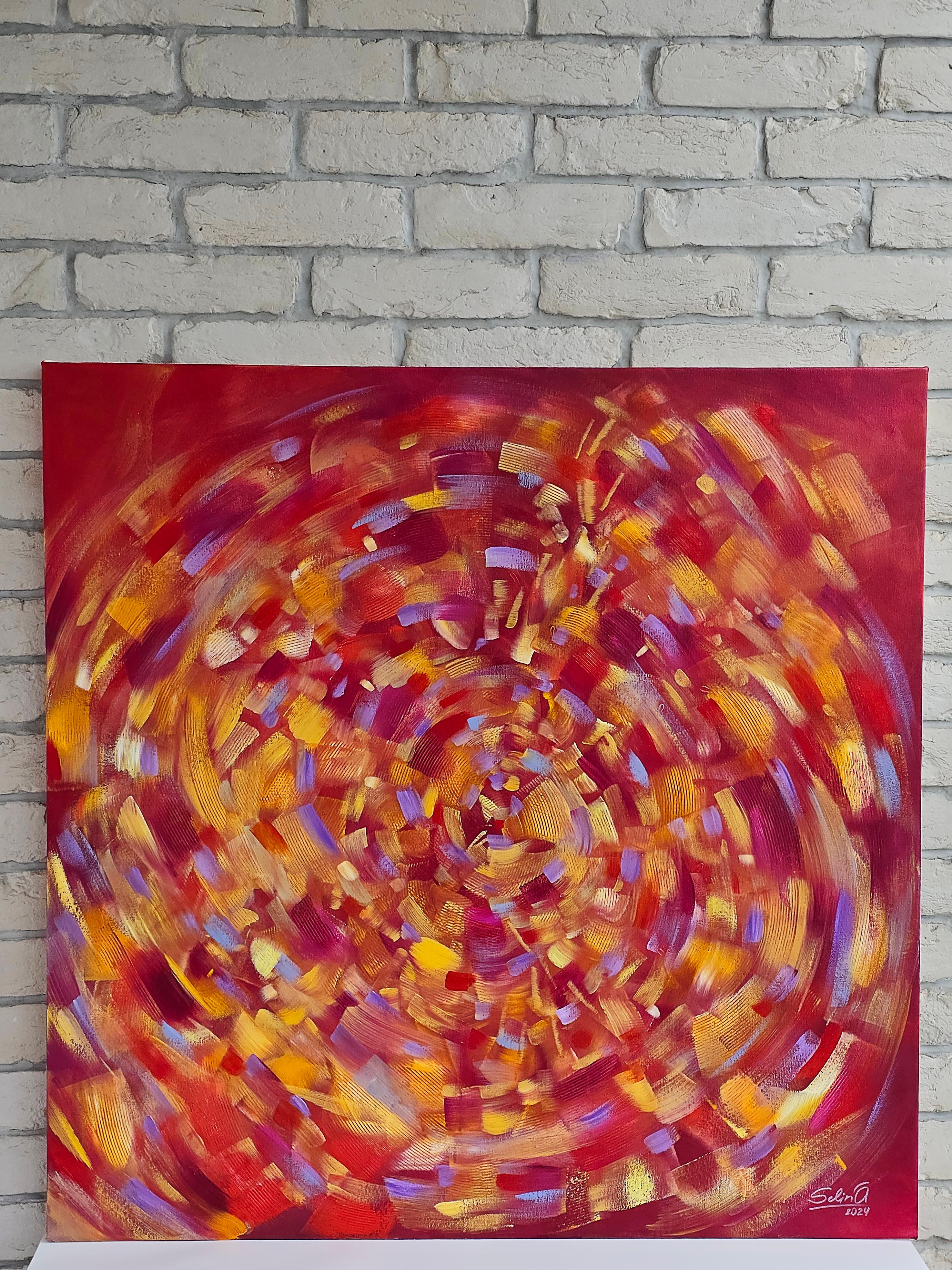 Nuevo ciclo de la vida, Pintura Abstracta Colorista Moderna 100x100cm by Anna Selina en venta 1
