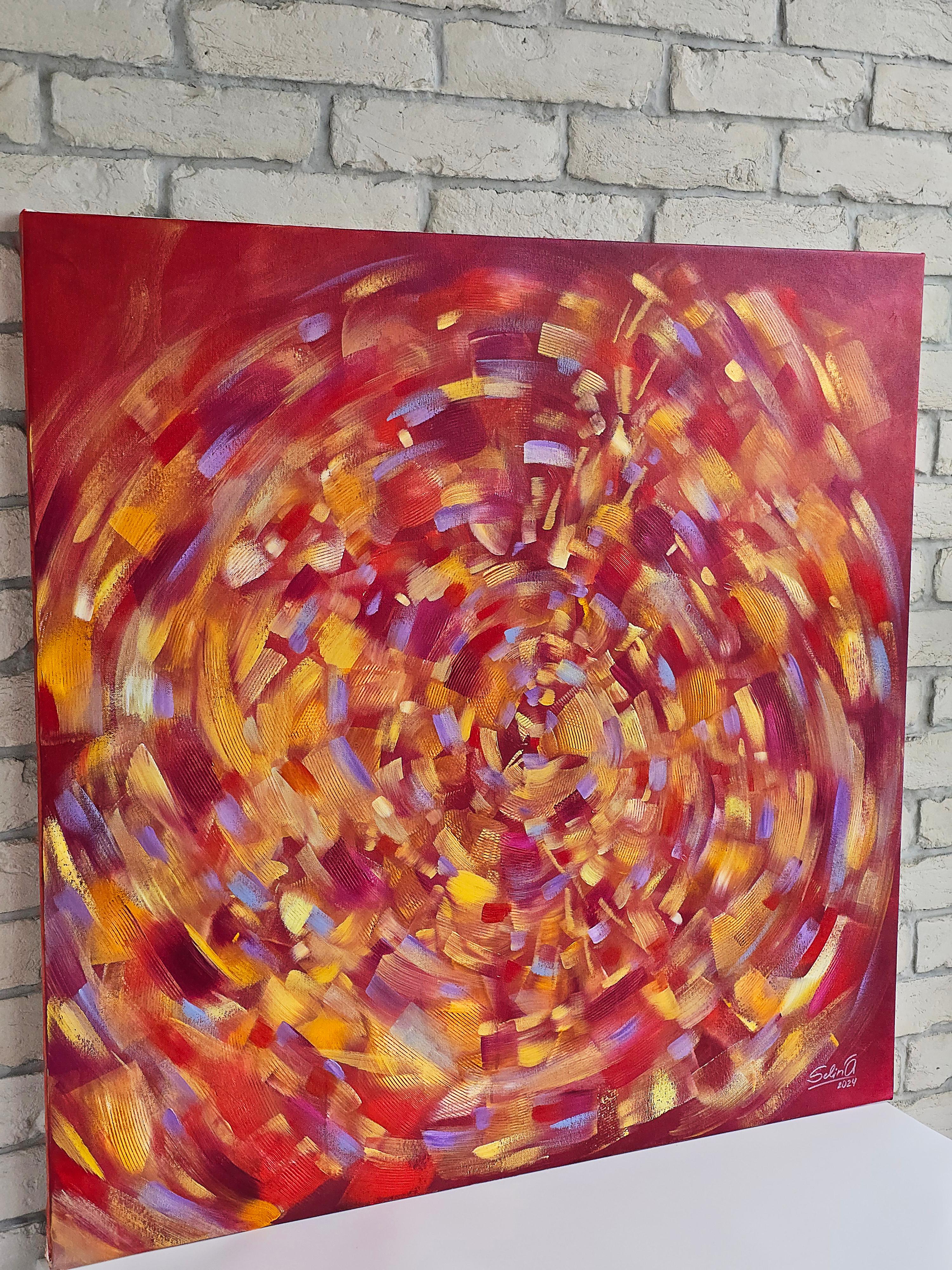 Nuevo ciclo de la vida, Pintura Abstracta Colorista Moderna 100x100cm by Anna Selina en venta 2
