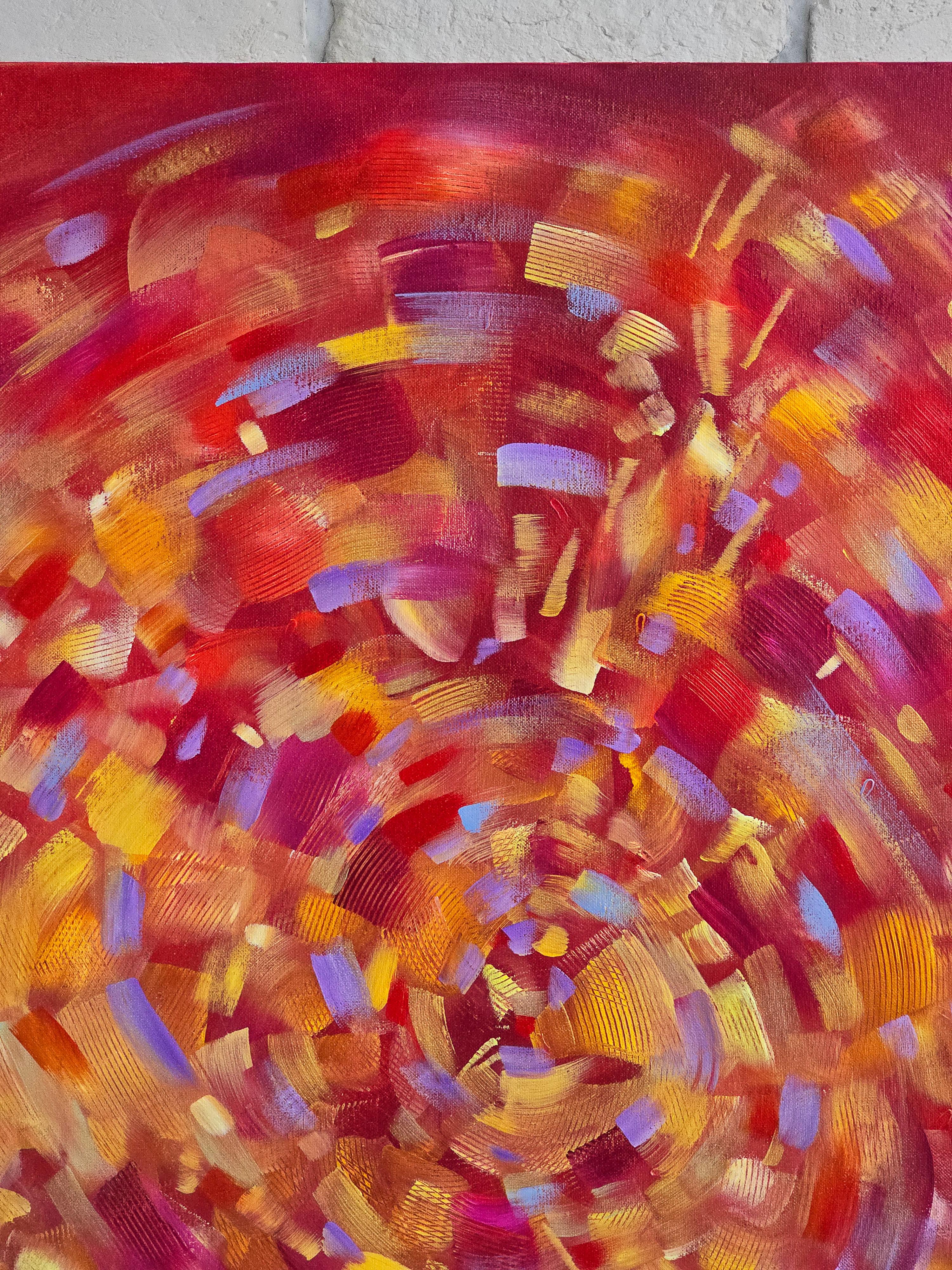 Nuevo ciclo de la vida, Pintura Abstracta Colorista Moderna 100x100cm by Anna Selina en venta 3
