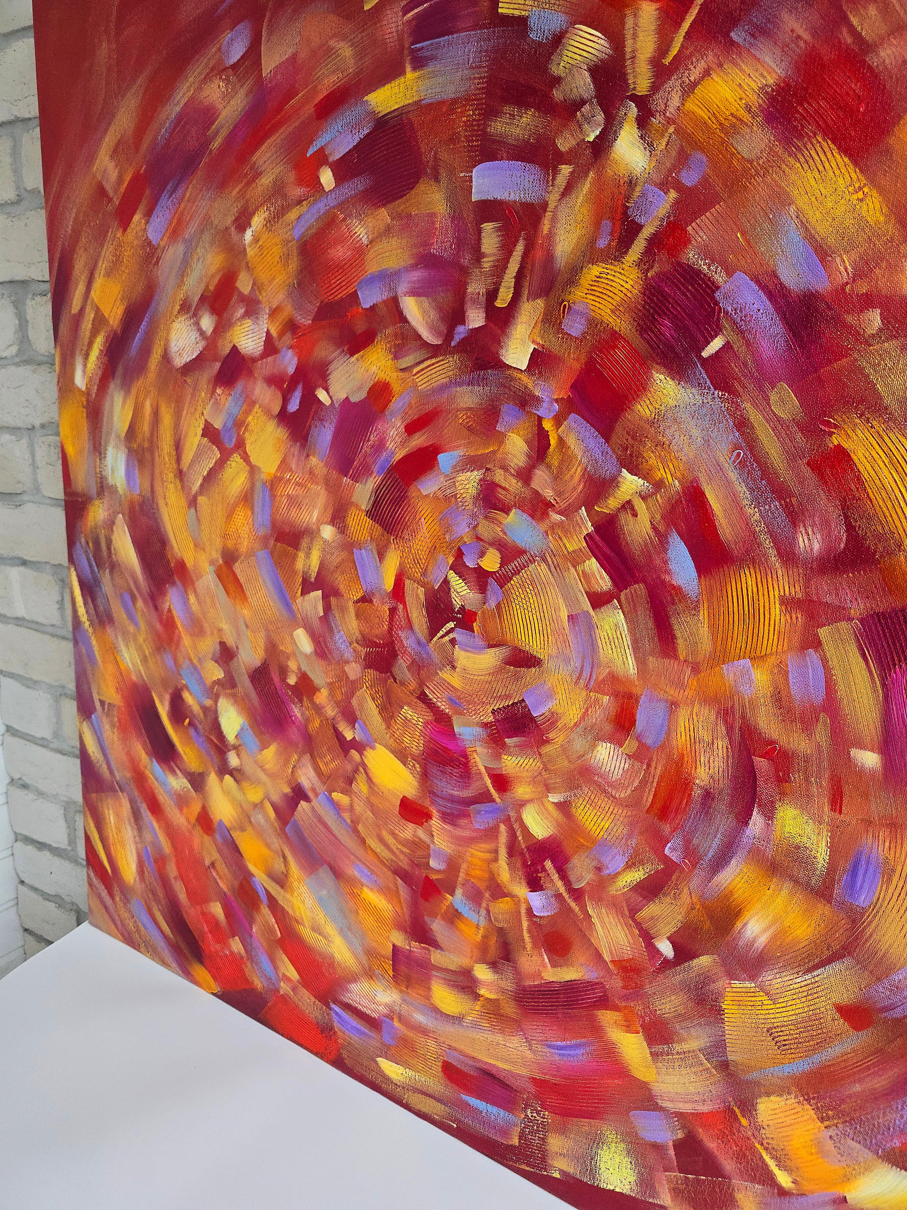 Nuevo ciclo de la vida, Pintura Abstracta Colorista Moderna 100x100cm by Anna Selina en venta 4