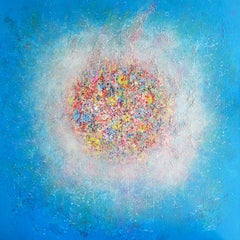 Kaleidoskop, Modernes farbenfrohes abstraktes Gemälde 100x100cm von Anna Selina
