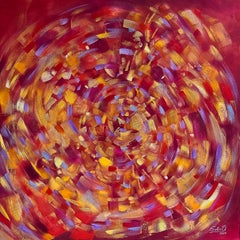 Neuer Zyklus des Lebens, Modernes farbenfrohes abstraktes Gemälde 100x100cm von Anna Selina
