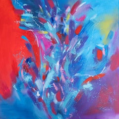 Freshness, Modern Colorful Abstract Painting 100x100cm by Anna Selina