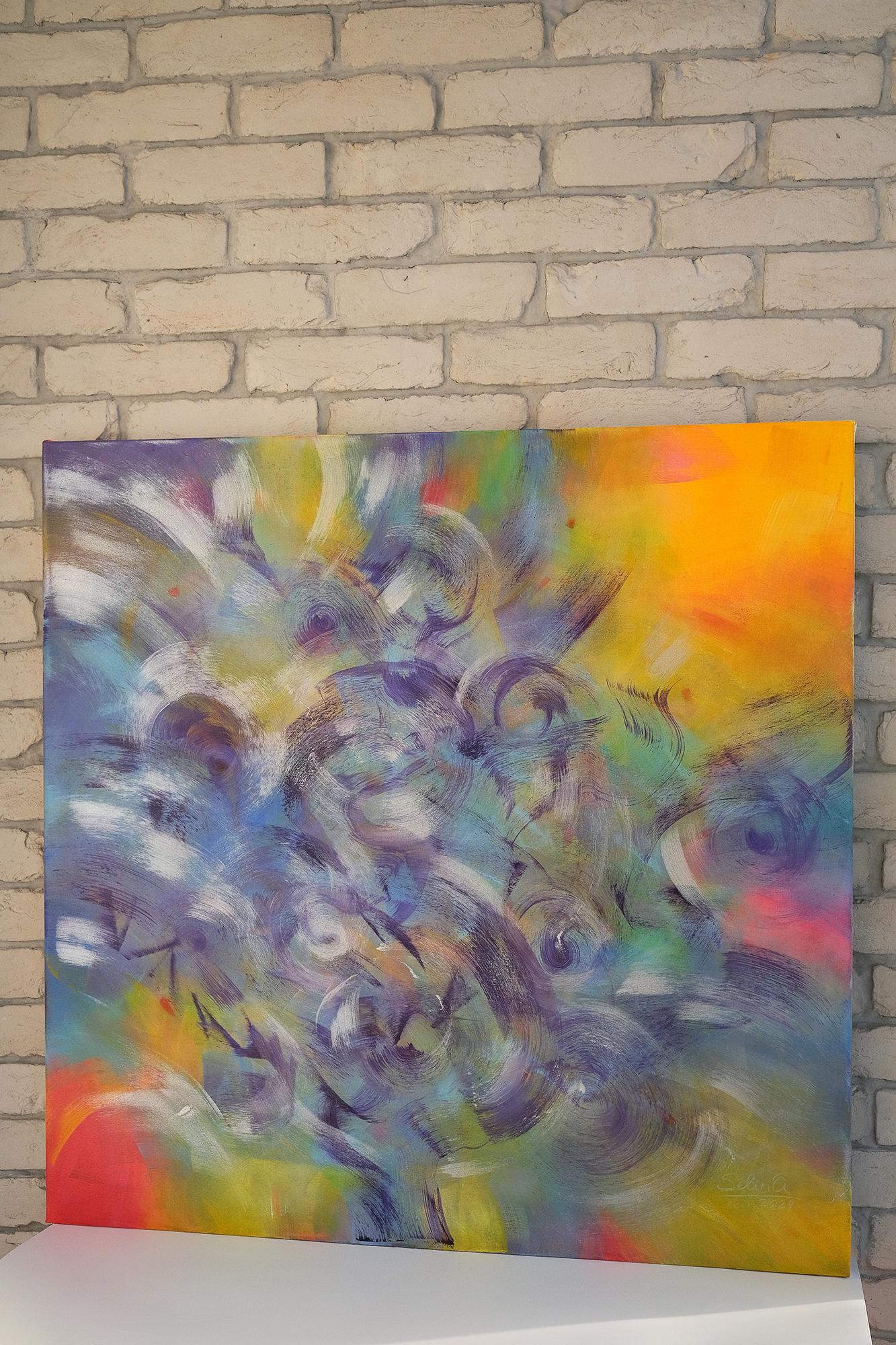 Gratitudine, quadro astratto Modern Color 100x100cm di Anna Selina in vendita 2