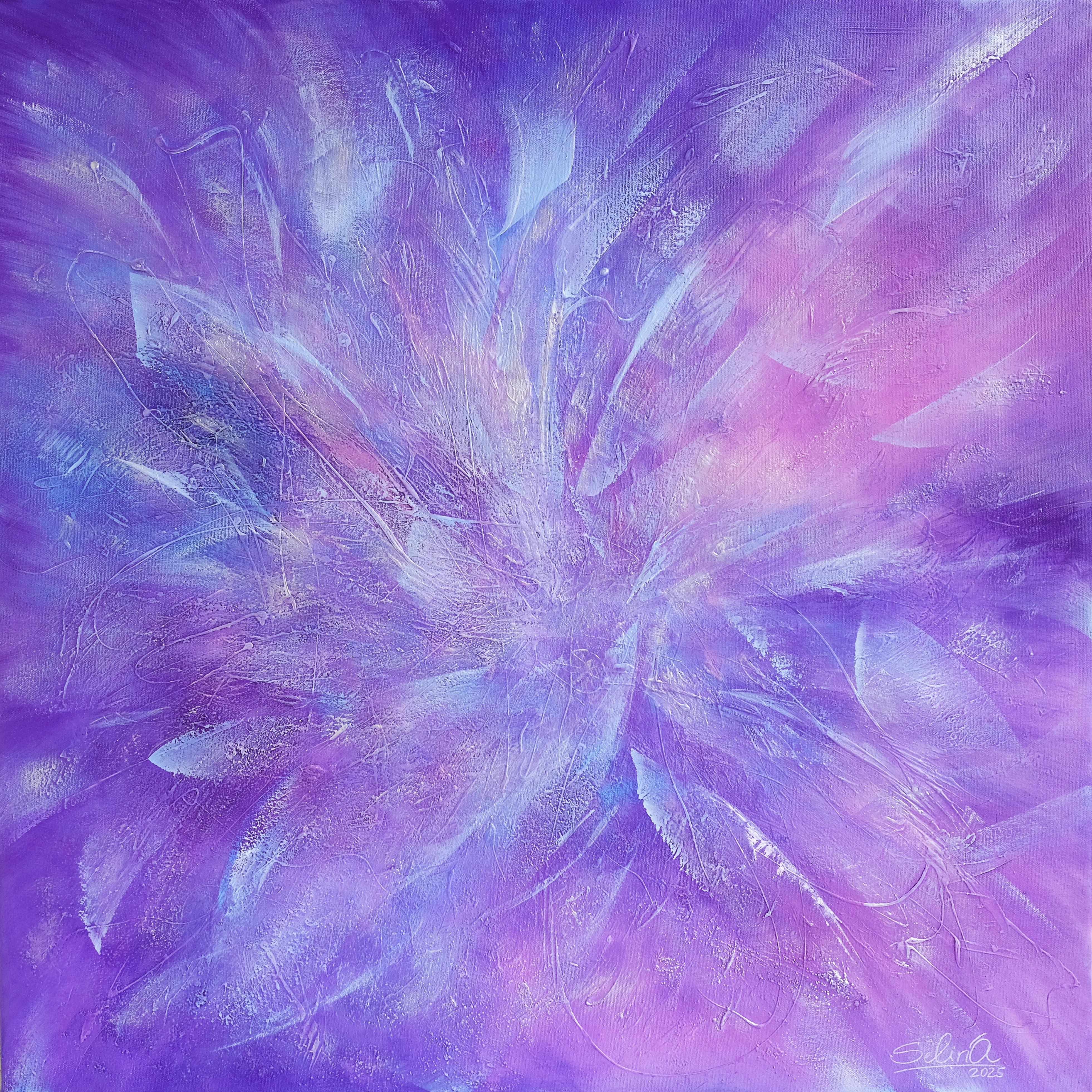 Si tratta di una pittura molto spirituale con molti sensi e profondità.
Alla ricerca di shambhala parla di un modo spirituale di armonia e di sensi profondi della vita. Questo dipinto è molto mistico e tenero. I colori sono tenui e delicati, con