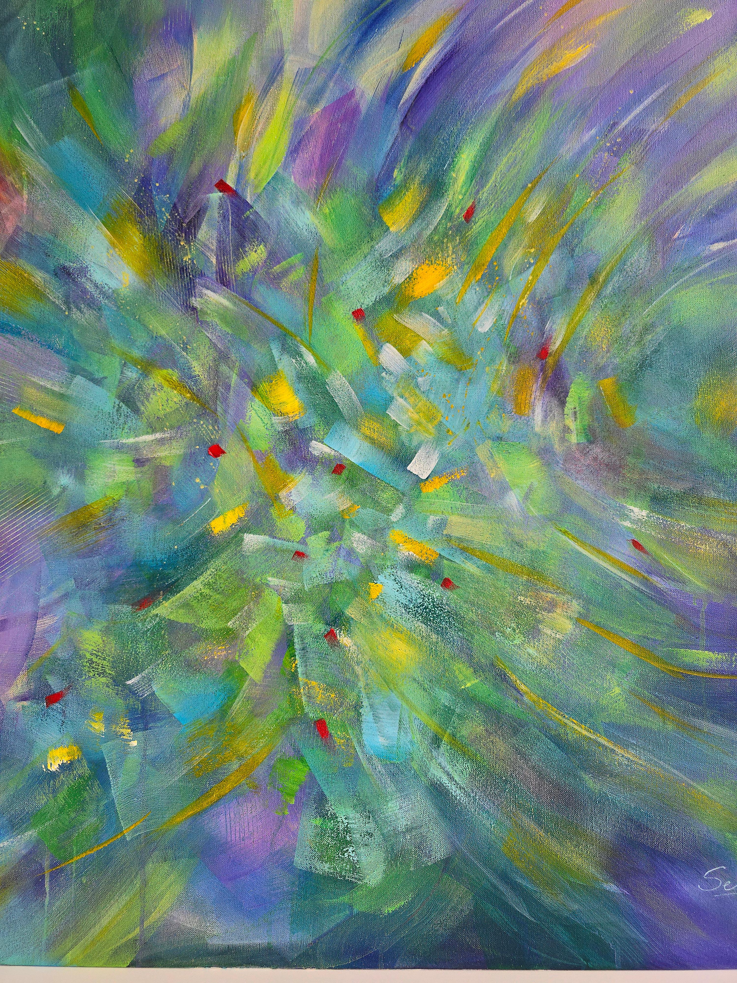 Dejarse ir, Cuadro abstracto colorido moderno 100x100cm by Anna Selina en venta 4