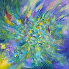Dejarse ir, Cuadro abstracto colorido moderno 100x100cm by Anna Selina