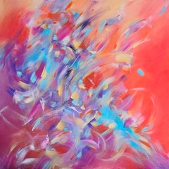 Love energy, Modern Colorful Abstract Painting 100x100cm by Anna Selina