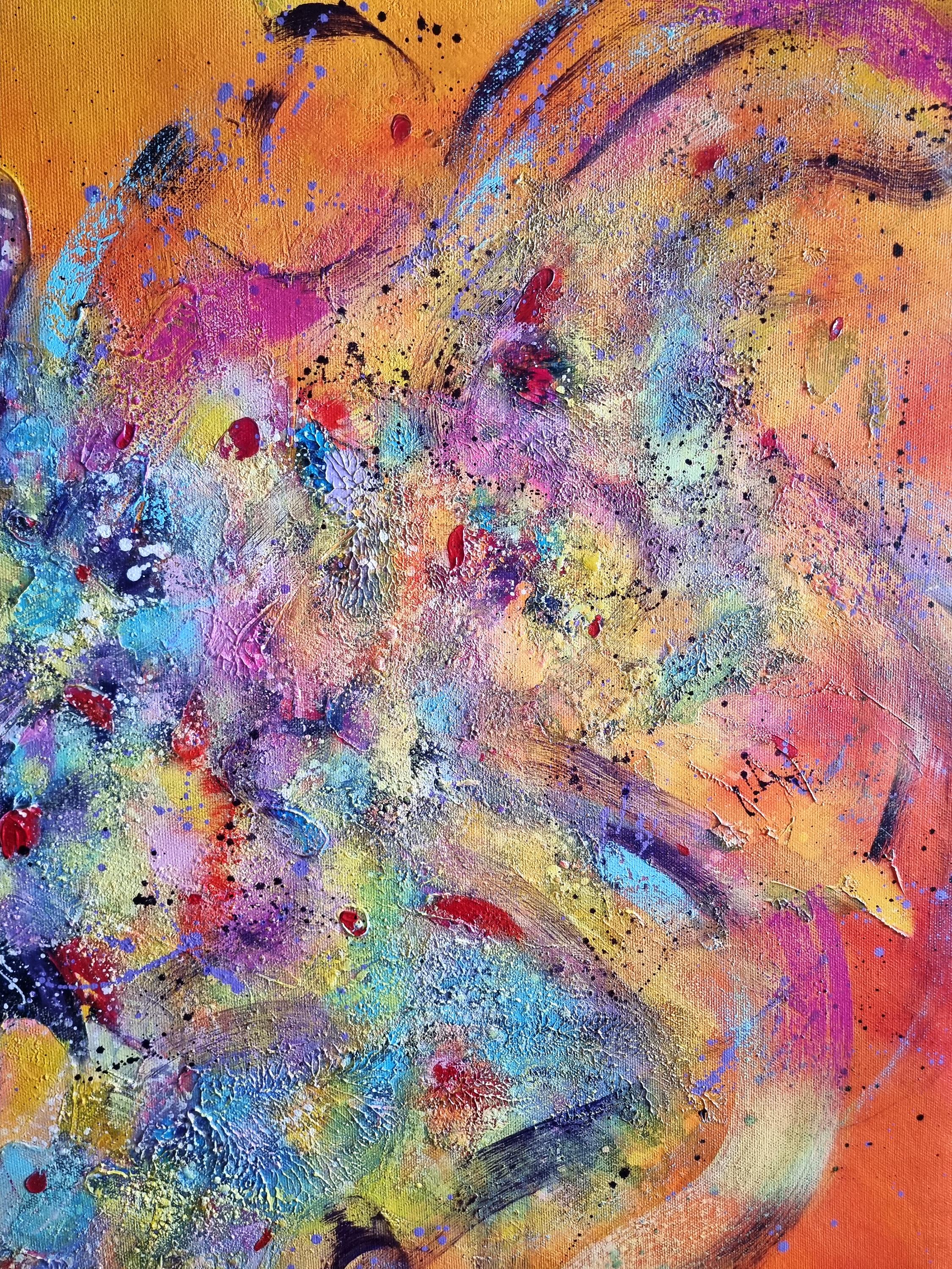 Love, moderne, peinture abstraite colorée 100x100cm d'Anna Selina en vente 2