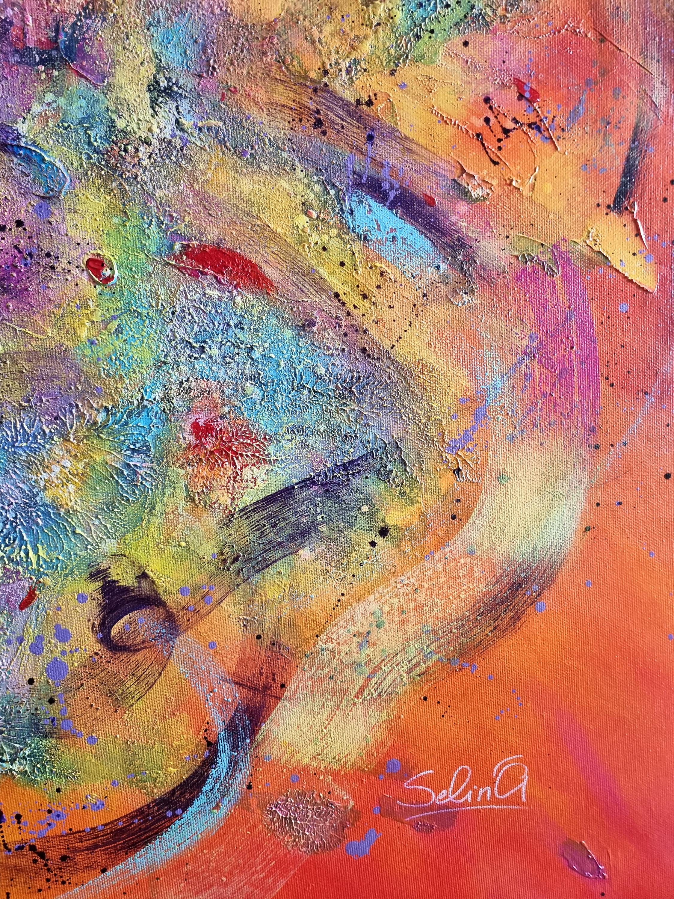 Love, moderne, peinture abstraite colorée 100x100cm d'Anna Selina en vente 3