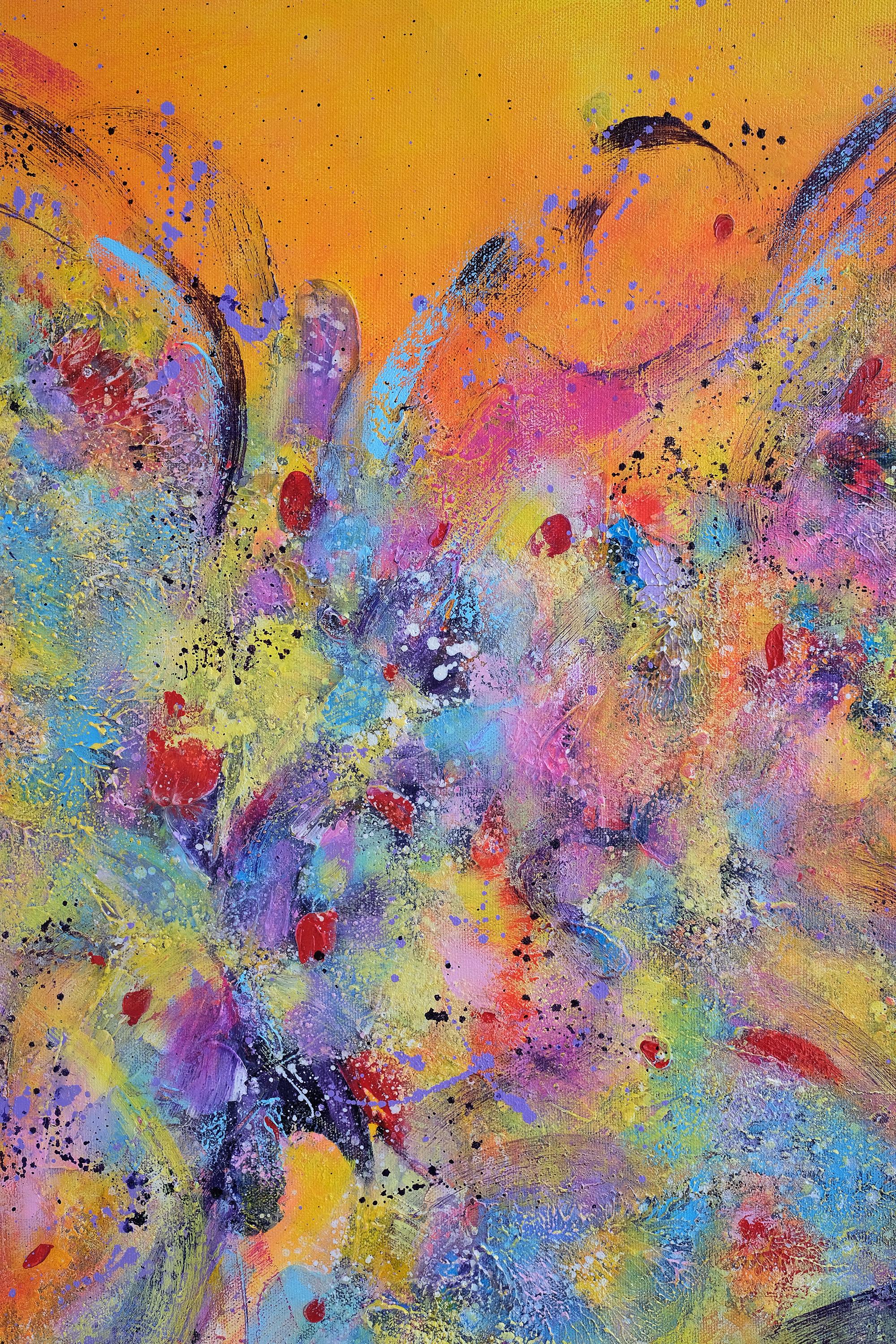 Love, moderne, peinture abstraite colorée 100x100cm d'Anna Selina en vente 4