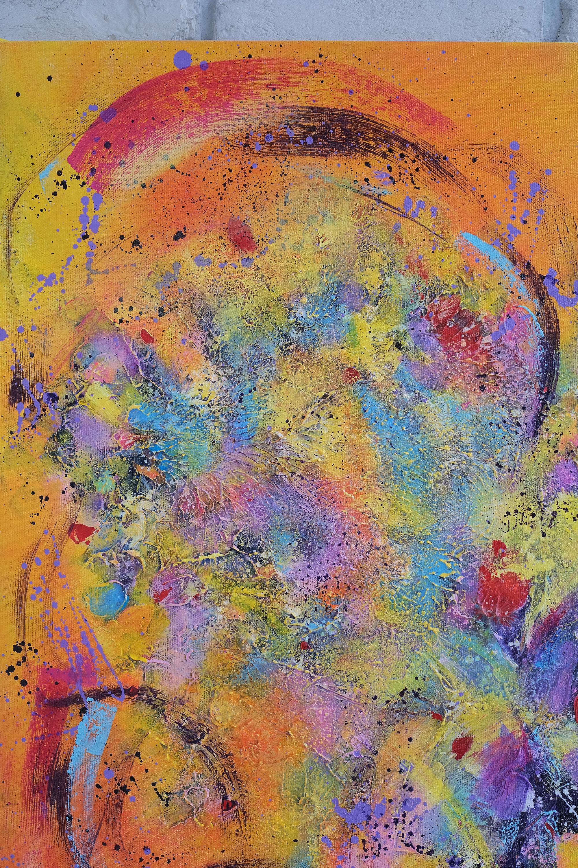 Love, moderne, peinture abstraite colorée 100x100cm d'Anna Selina en vente 5