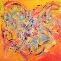 Love, moderne, peinture abstraite colorée 100x100cm d'Anna Selina