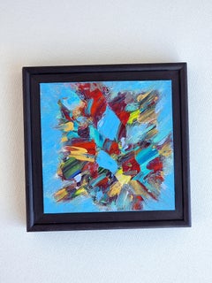 Mini abstraction 1, Modern Colorful Abstract Painting 15x15cm by Anna Selina