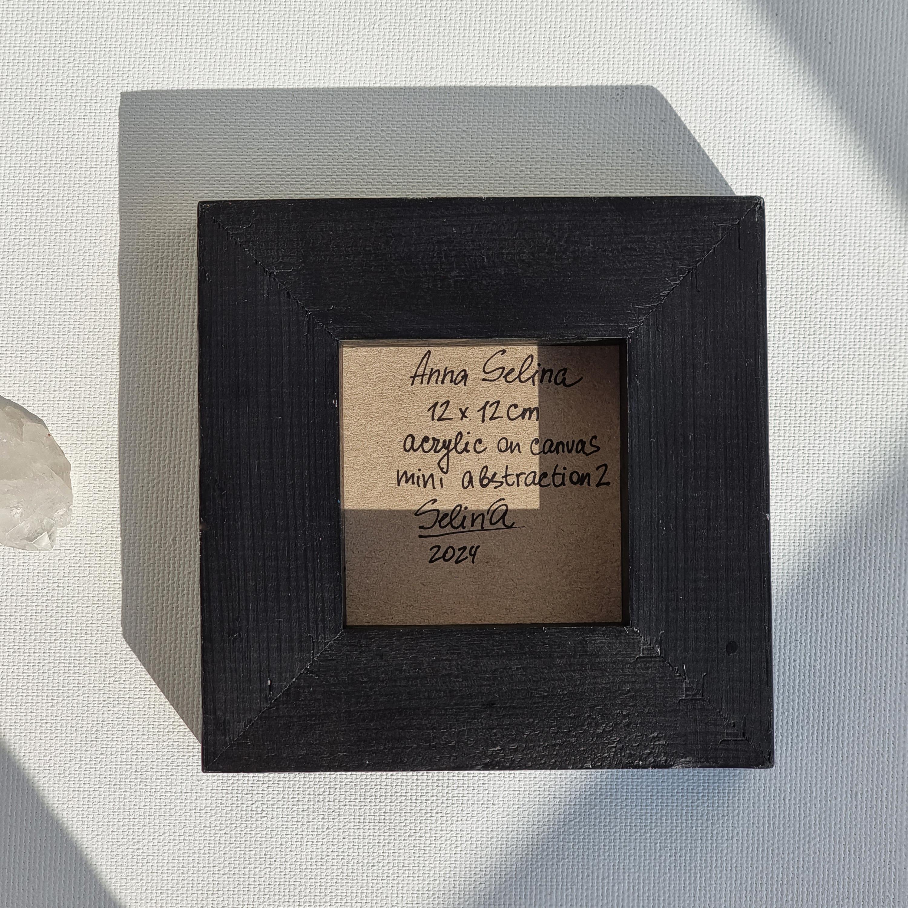 Mini abstraction 2, peinture abstraite colorée moderne de 15 x 15 cm d'Anna Selina 4