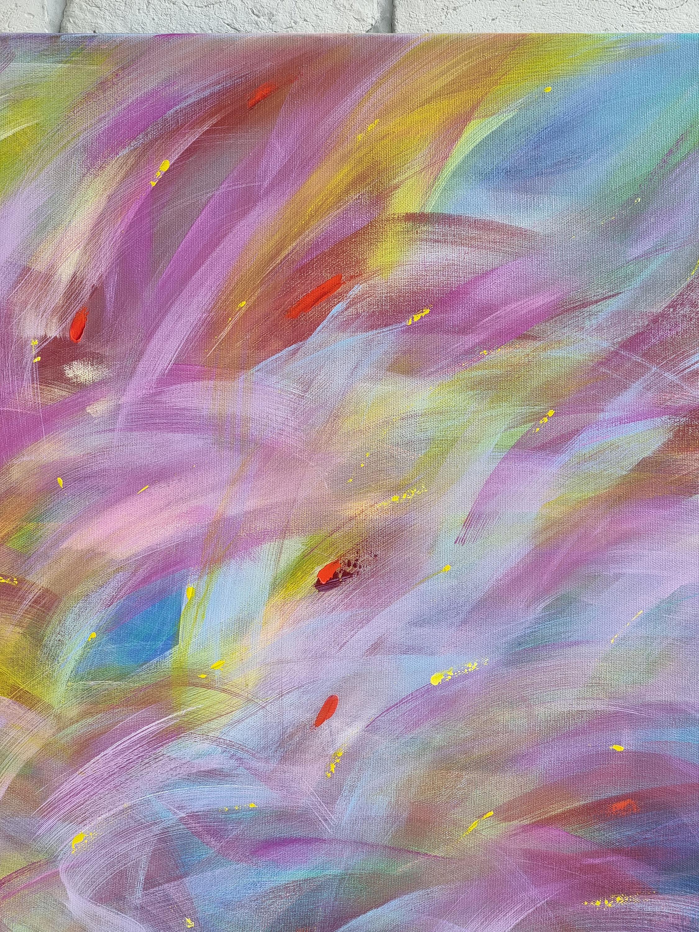 Morgenlicht, modernes, farbenfrohes, abstraktes Gemälde 100x100cm von Anna Selina im Angebot 3