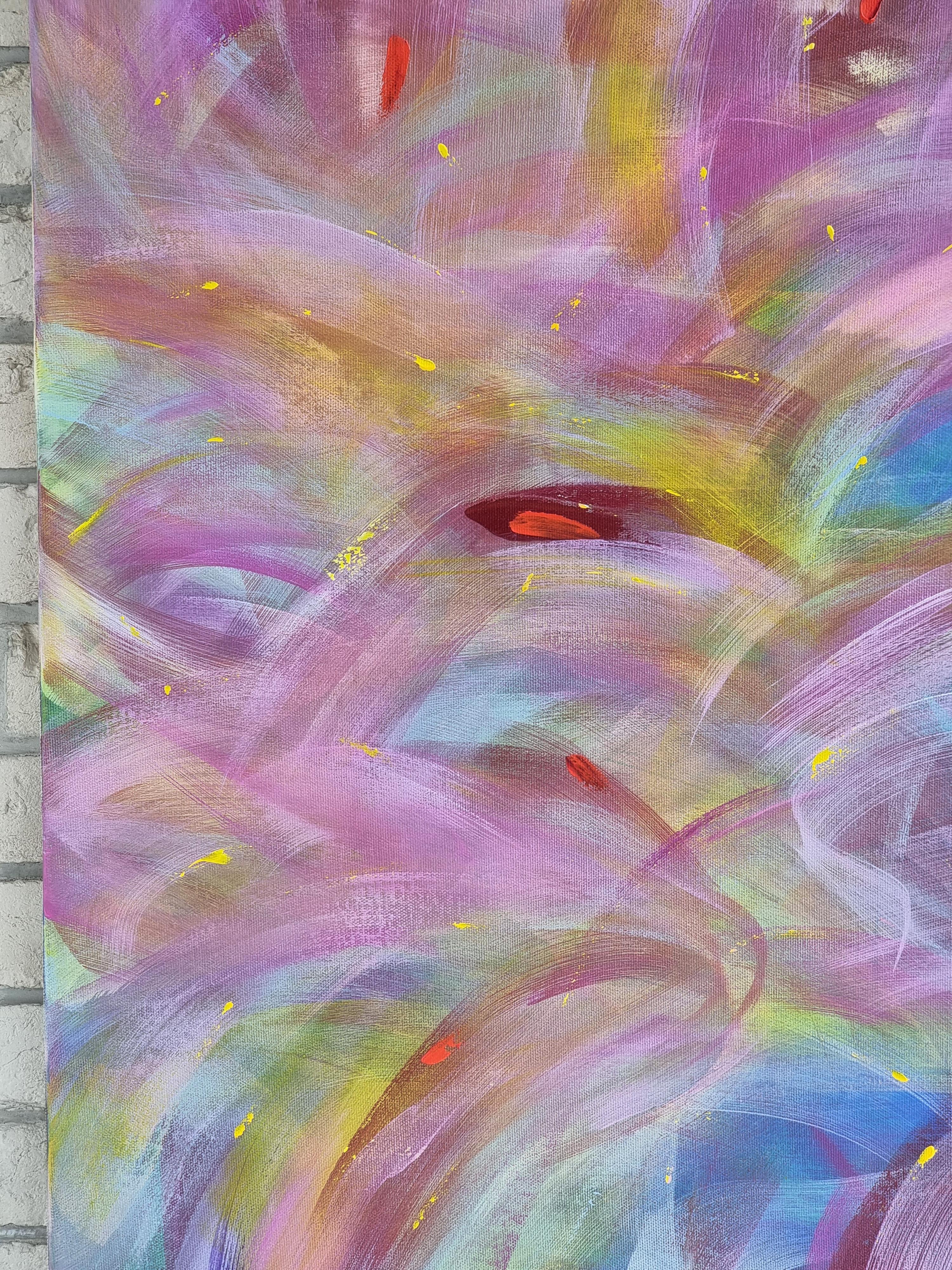 La lumière du matin, peinture abstraite colorée moderne 100x100cm d'Anna Selina en vente 5